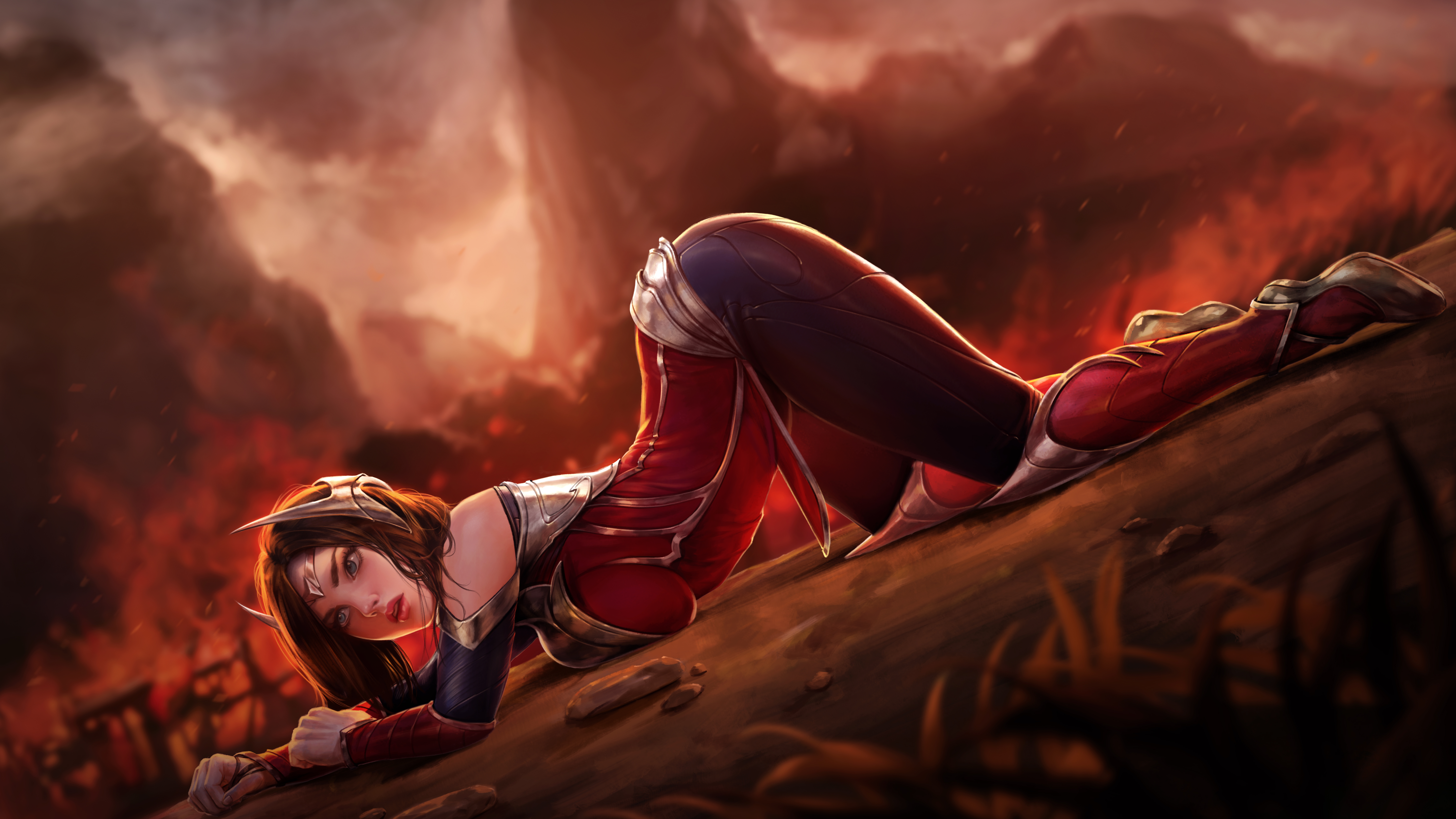 Irelia League Of Legends Video Games Video Game Characters Women Fantasy Girl Brunette Blue Eyes Arm 7000x3938