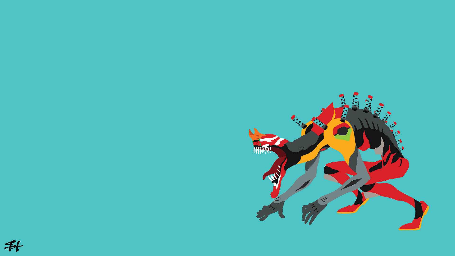 Neon Genesis Evangelion EVA Unit 02 Minimalism Simple Background Slezzy7 1920x1080