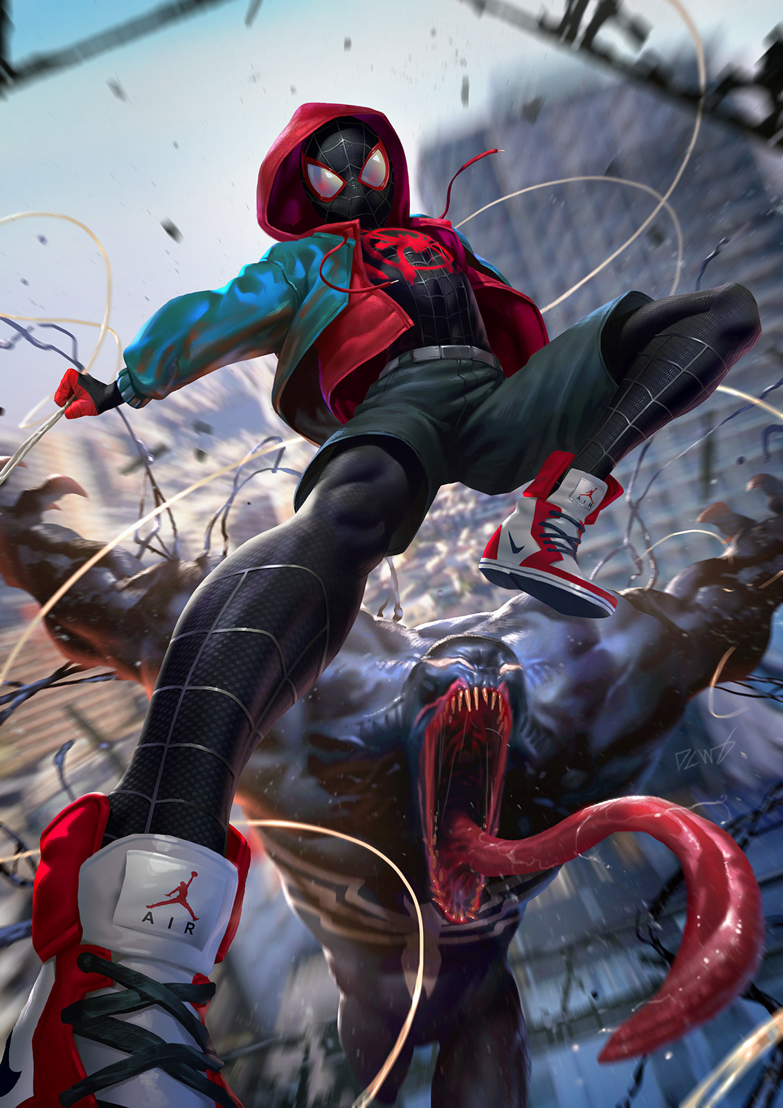 Digital Art Venom Miles Morales Spider Man Nike Derrick Chew 1131x1600