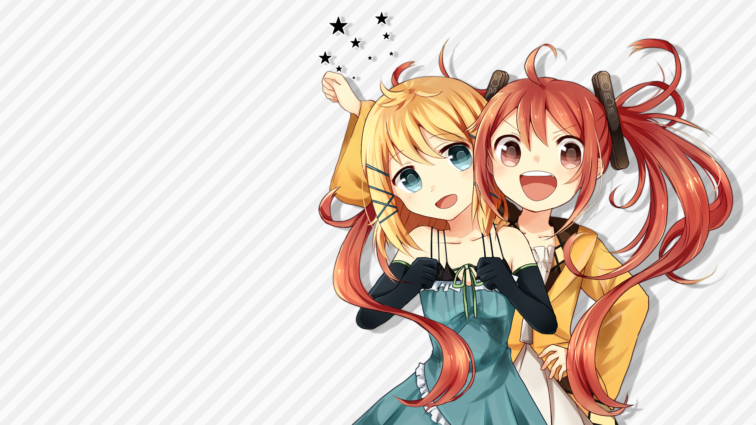 Anime Anime Girls Blonde Readhead Hair Ornament Simple Background Black Bullet Aihara Enju Tina Spro 2560x1440