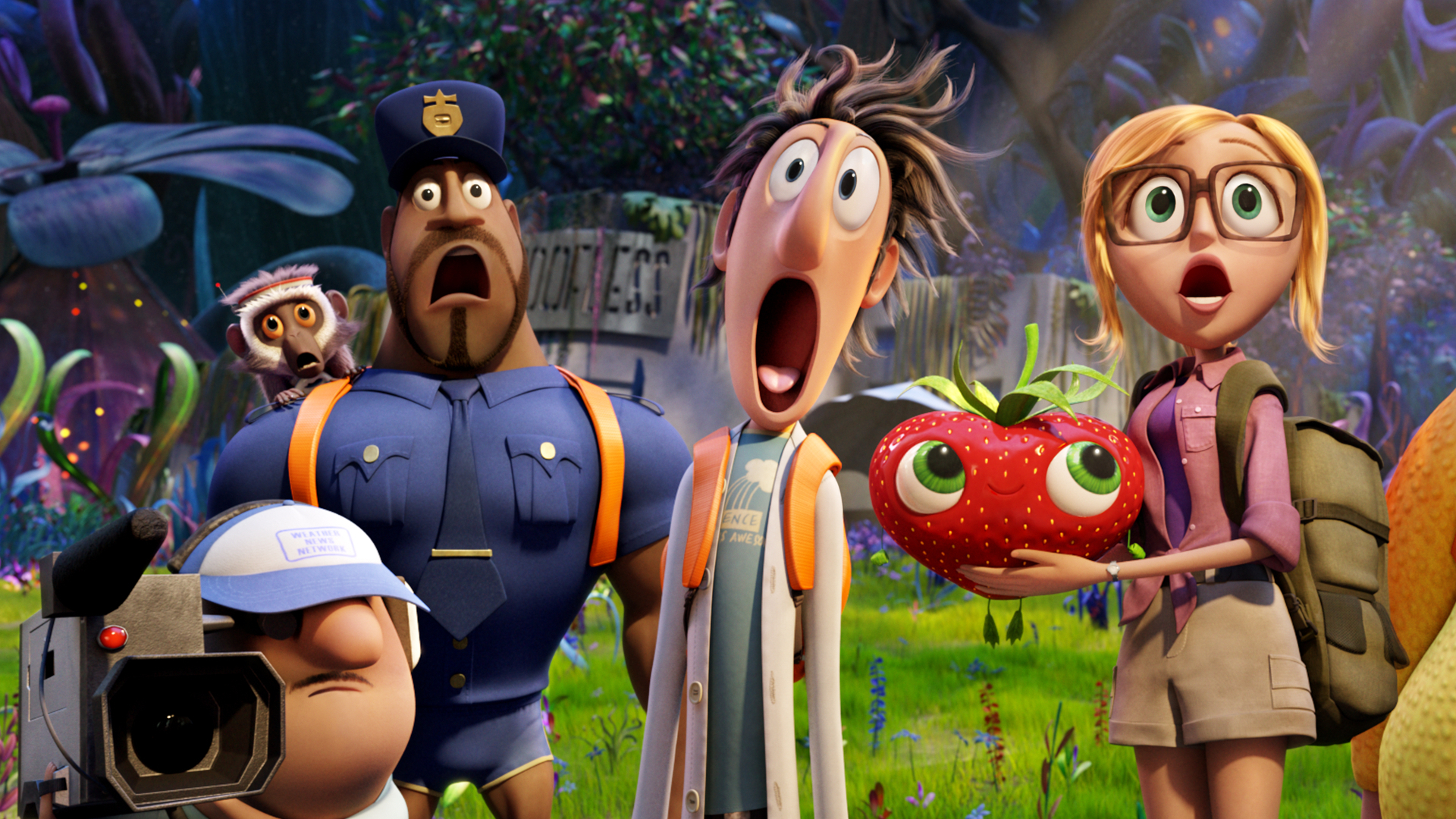 Cloudy With A Chance Of Meatballs 2 Movie Flint Lockwood Sam Sparks Steve Cloudy With A Chance Of Me 1920x1080