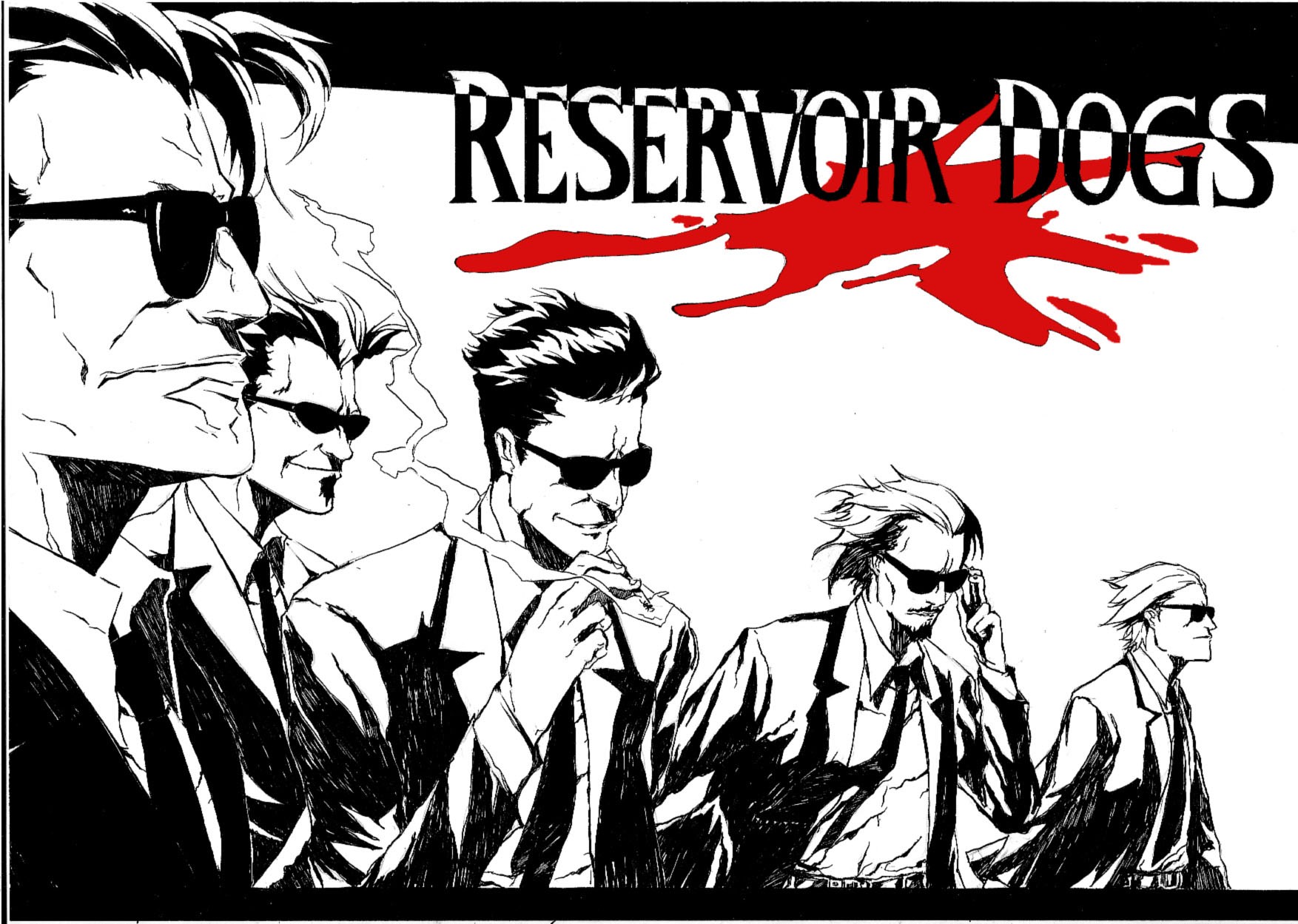 Quentin Tarantino Reservoir Dogs Movies Artwork Men Shades Smoking 1992 Year 1754x1249