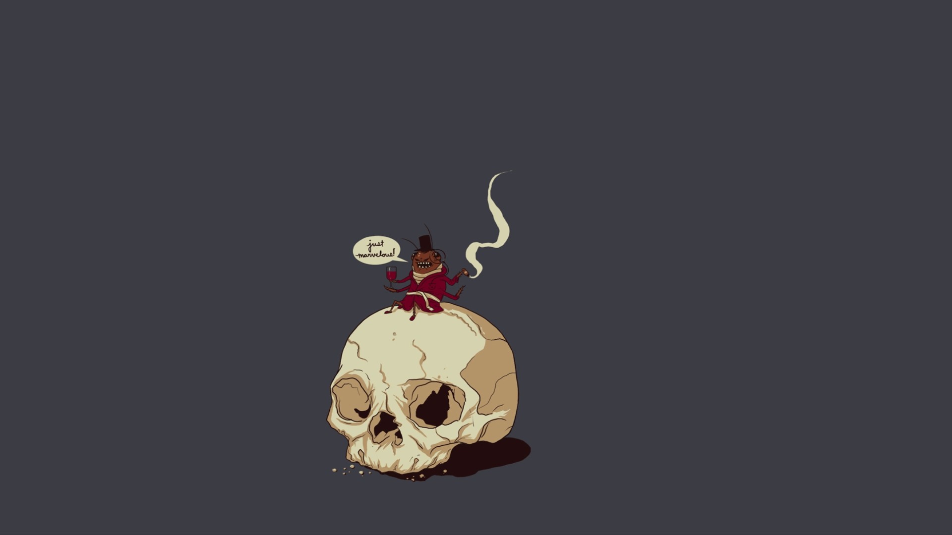 Skull Top Hat Cigars Smoke 1920x1080