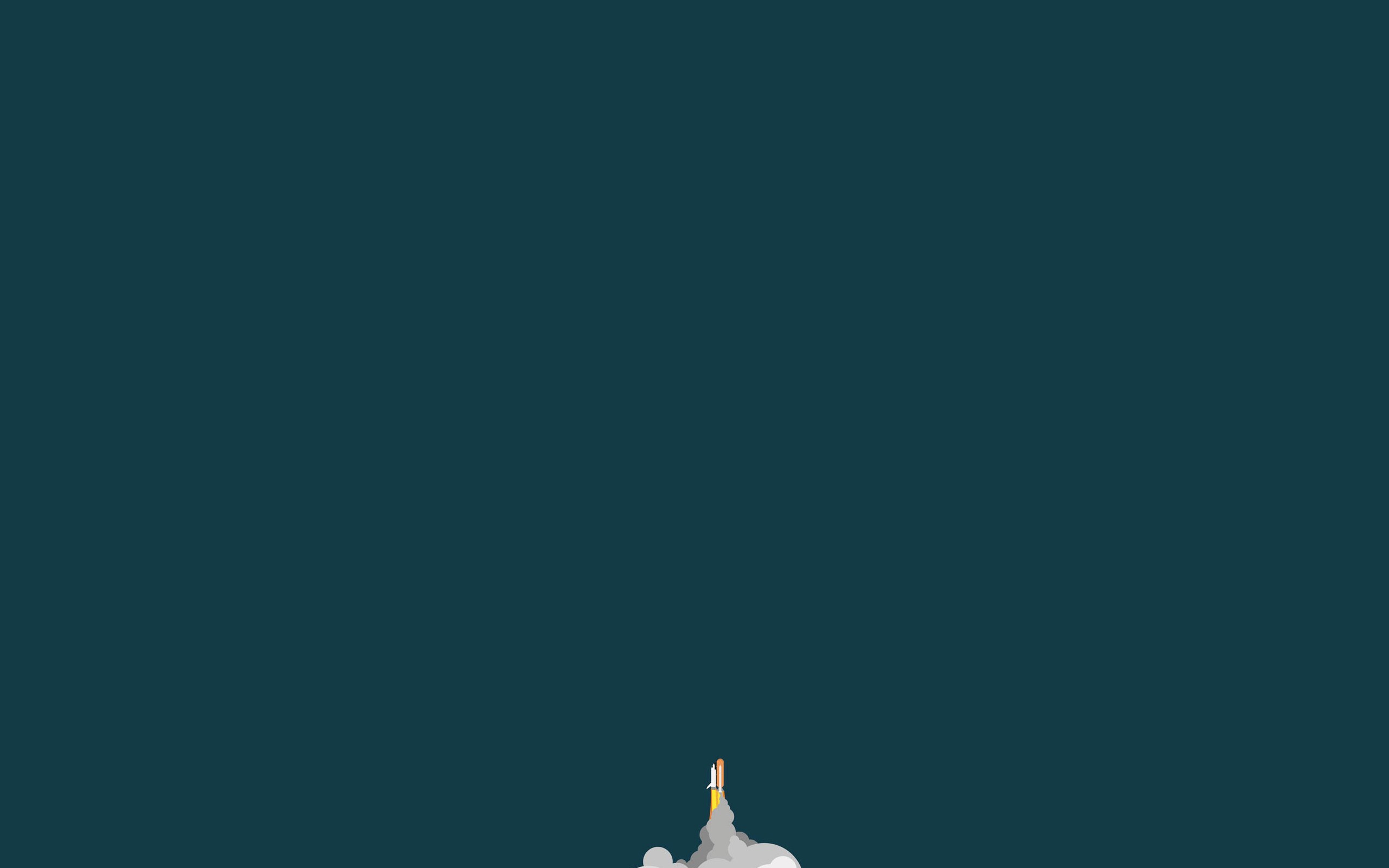 Space Minimalism Space Shuttle Launch Green Background Rocket 2560x1600