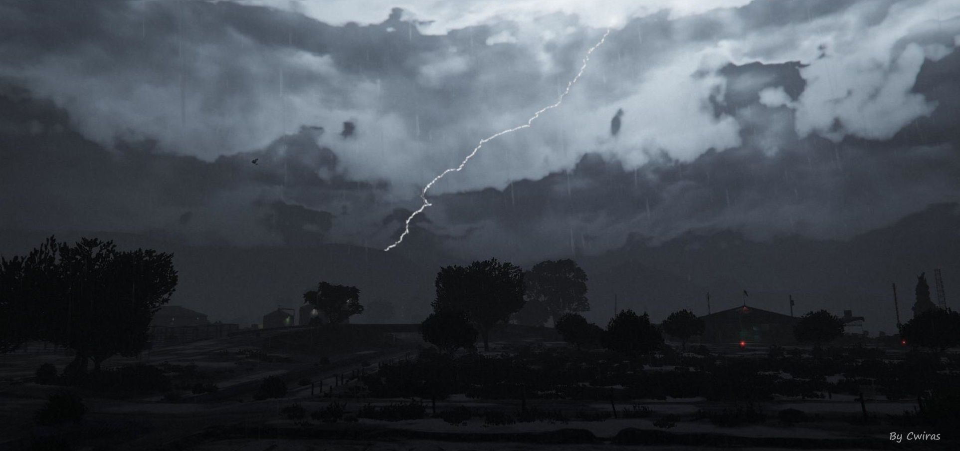 GTA5 Grand Theft Auto V Grand Theft Auto PlayStation Clouds Rain Storm Lightning Dark 4Gamers Video  1925x904
