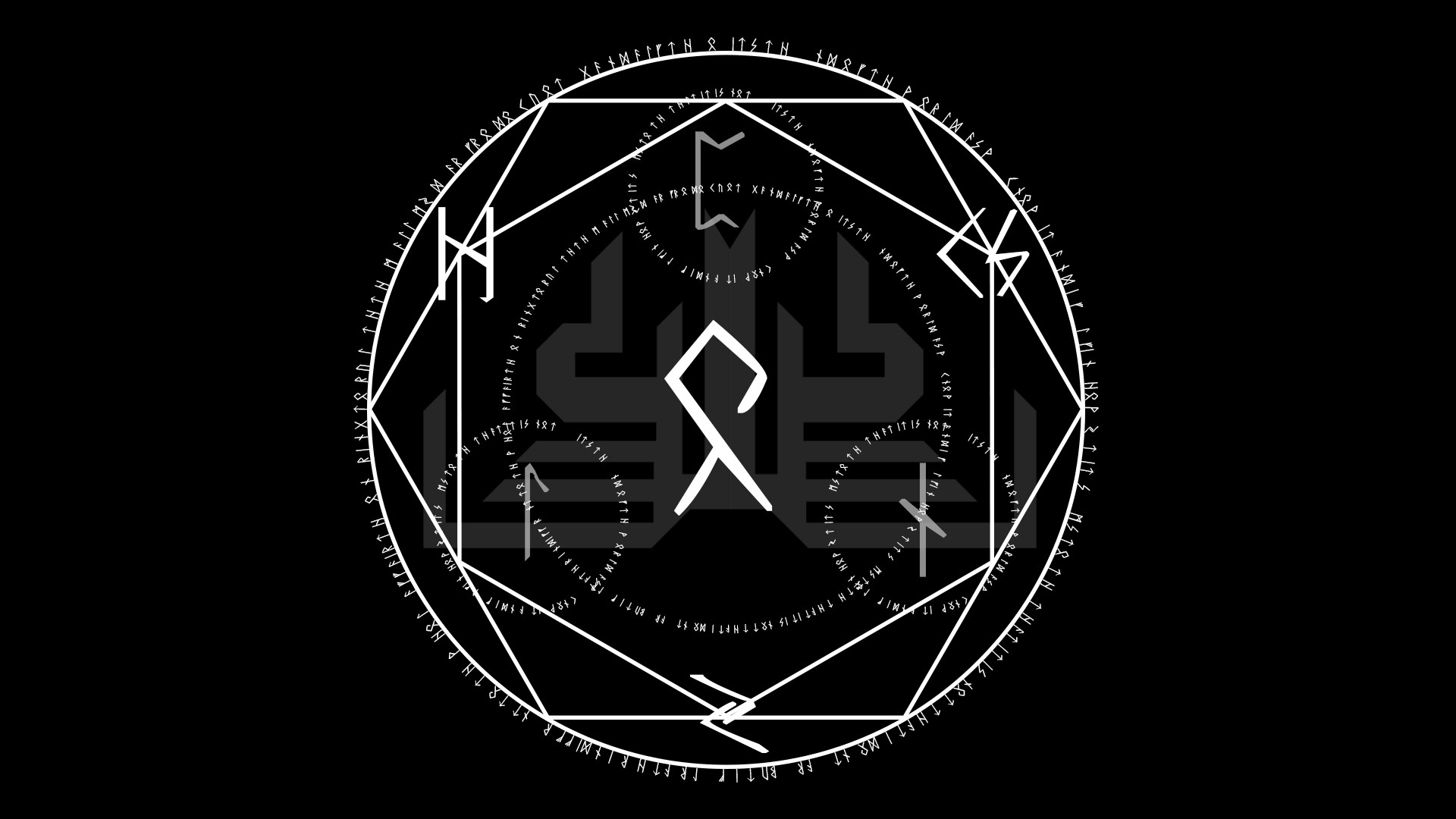 Magic Circle Minimalism Black Background Runes 1920x1080