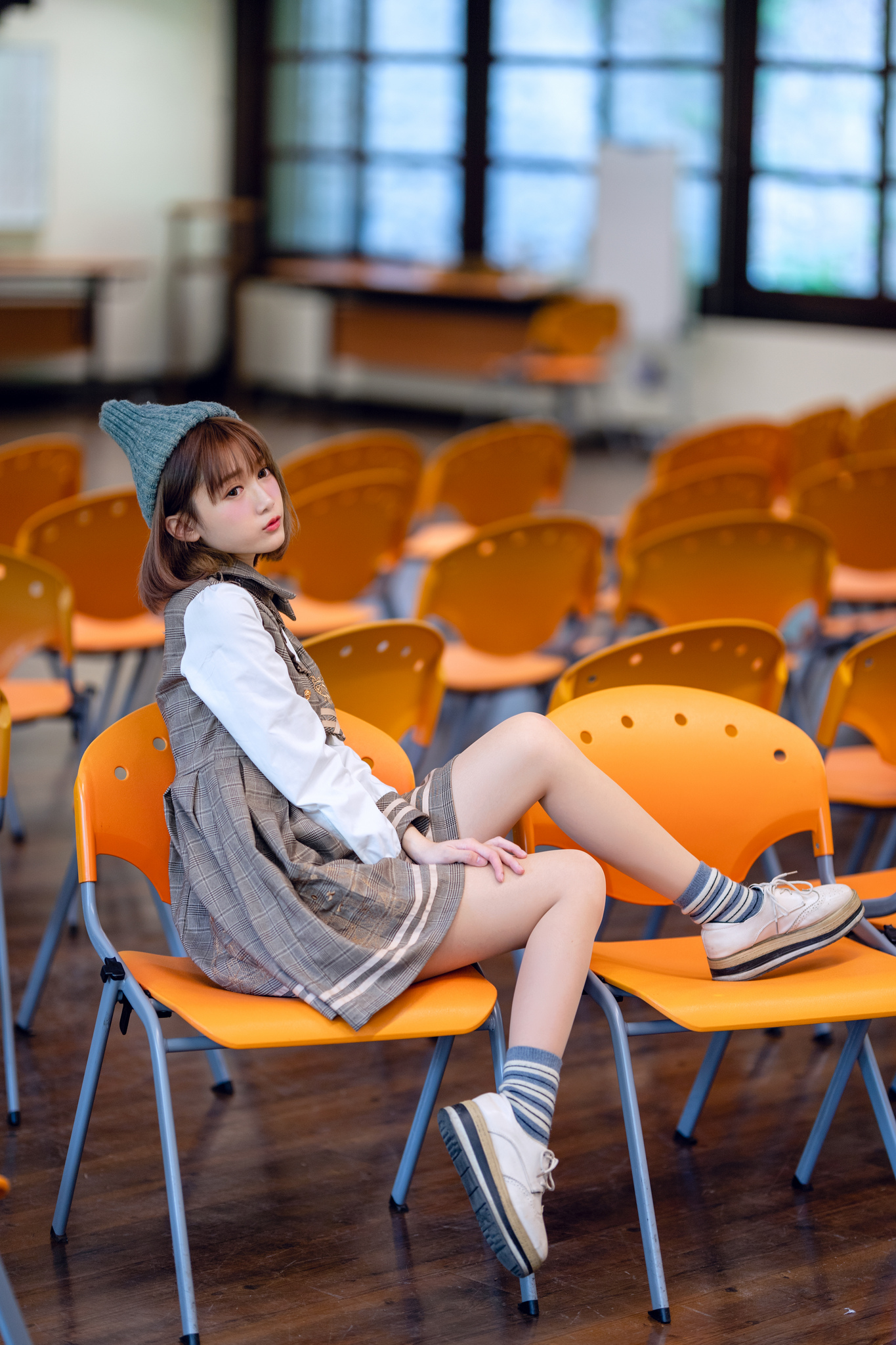 Asian Women Model Brunette Looking At Viewer Portrait Portrait Display Indoors Depth Of Field Woolly 1365x2048