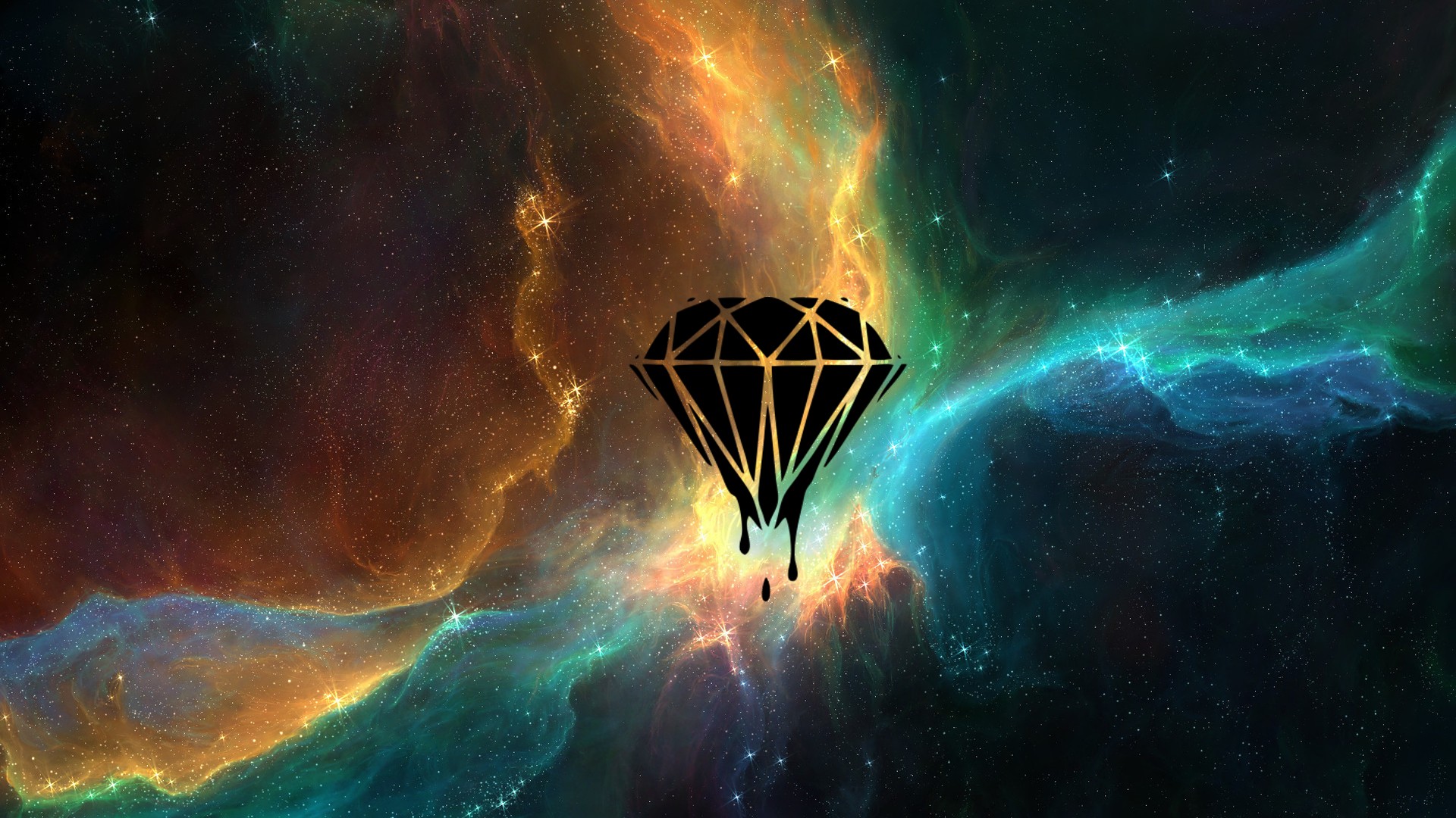 Space TylerCreatesWorlds Diamonds Space Art Nebula 1920x1080