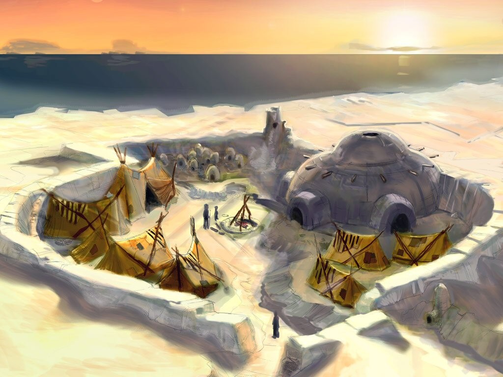 Avatar The Last Airbender Anime Artwork Igloo Ice Horizon Sea Sun 1024x768