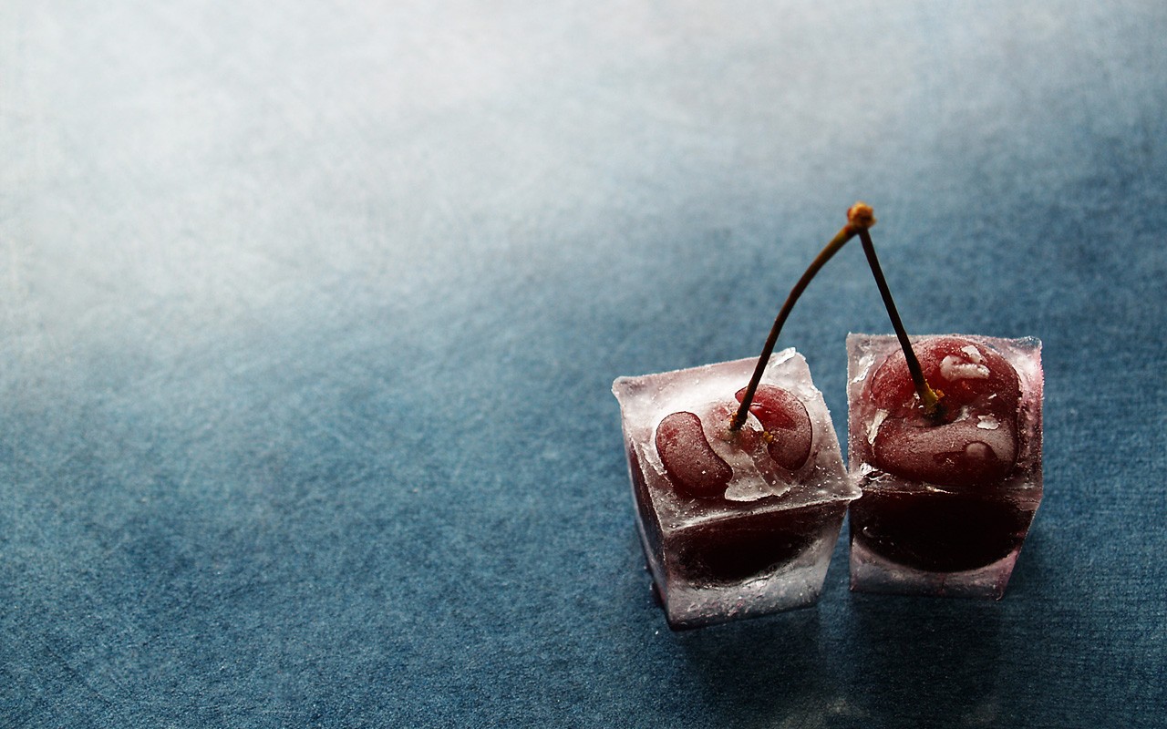 Ice Cubes Fruit Cherries Food 1280x800