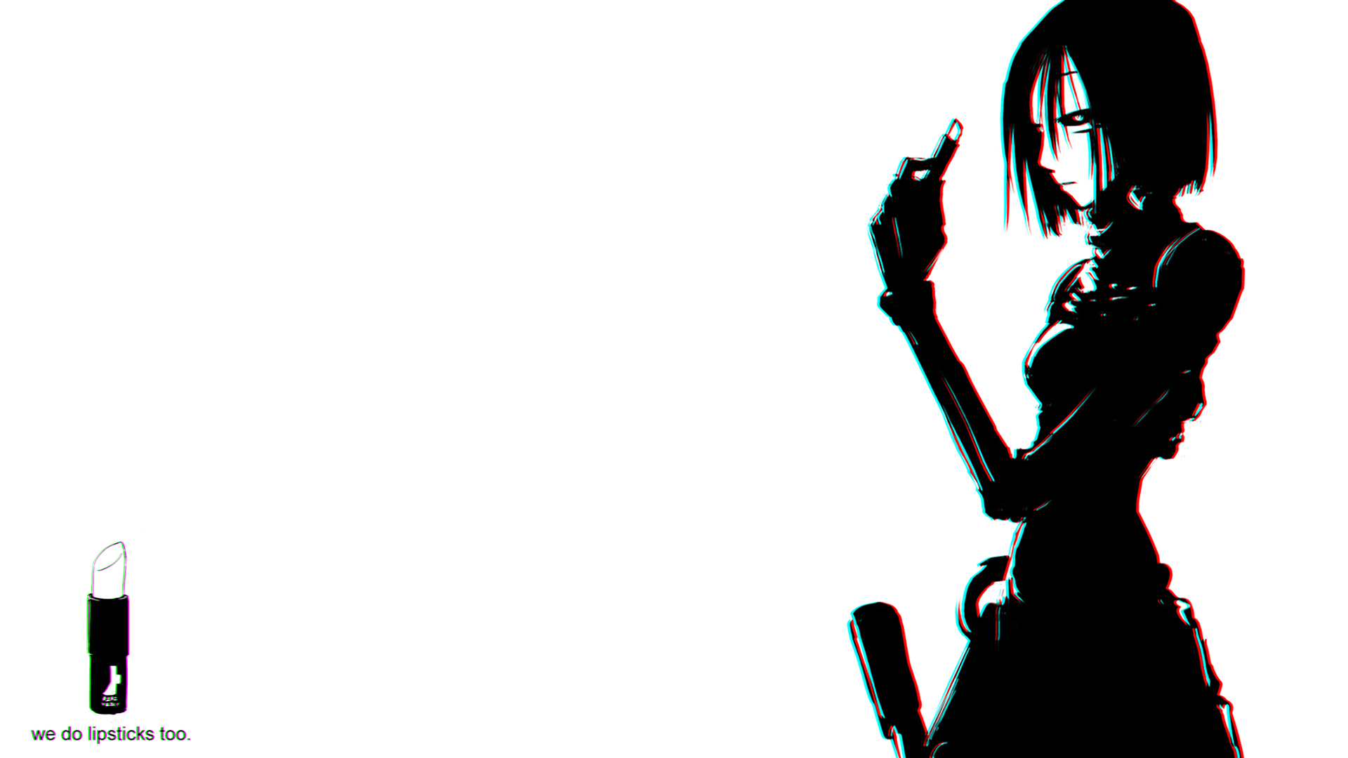 Blame Sanakan Cyborg Chromatic Aberration Simple Background 1920x1080