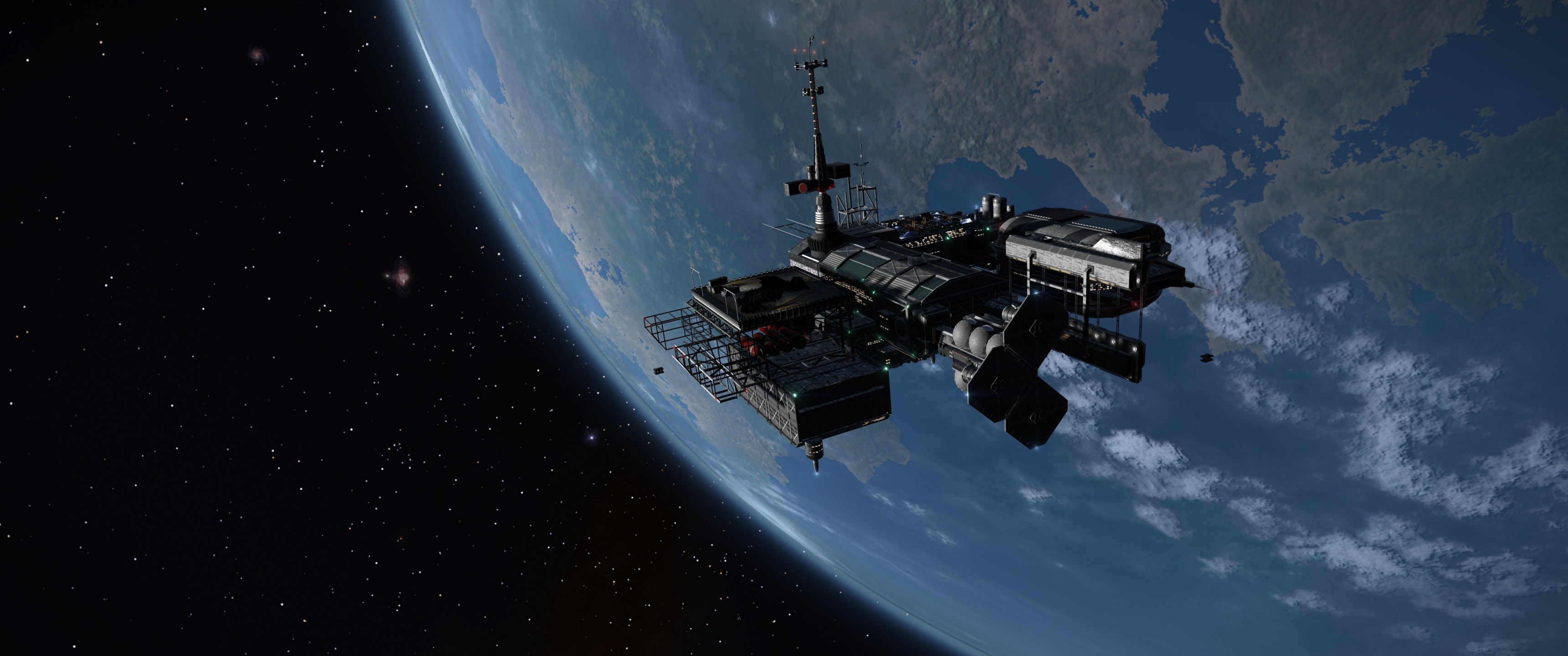 Space Orbital Stations Earth 3440x1440