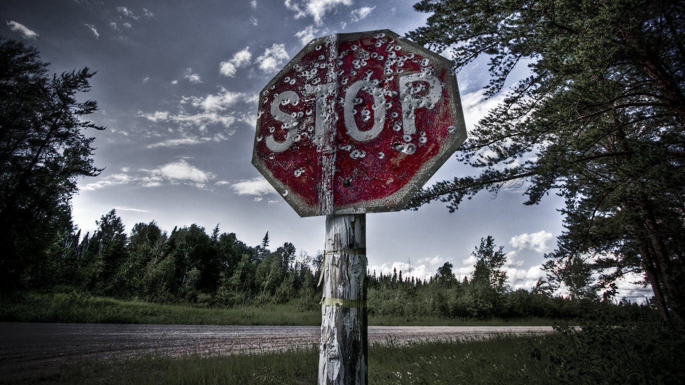 Landscape Road Trees Stop Sign Road Sign Traffic 1366x768