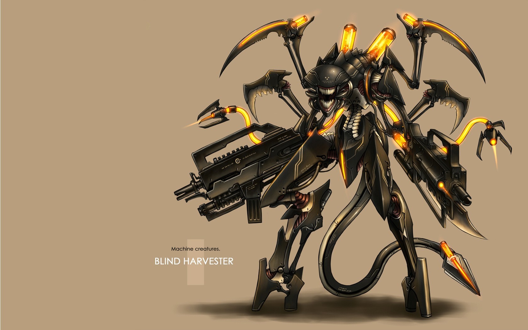 Creature Robot Original Anime Gia Moefication Blind Harvester 1680x1050