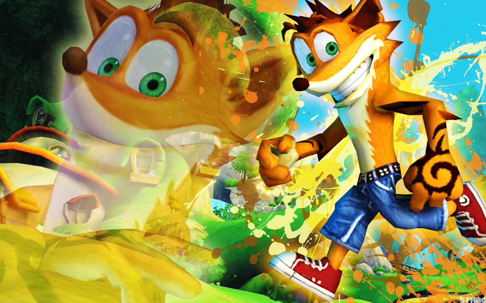Crash Bandicoot Video Games Video Game Art Green Eyes 1920x1200