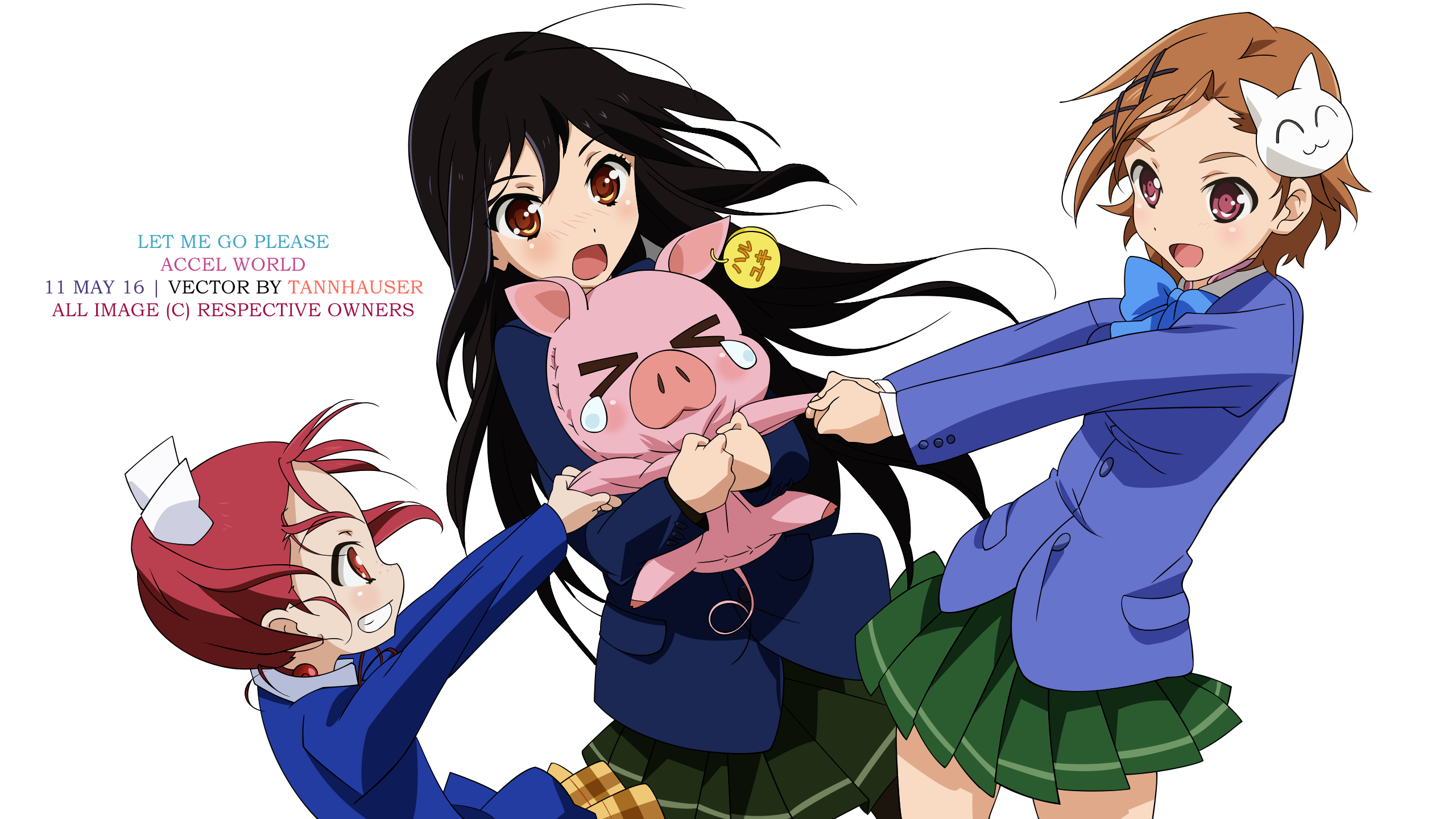 Anime Girls Accel World Kuroyukihime Chiyuri Kurashima Kouzuki Yuniko 2560x1440