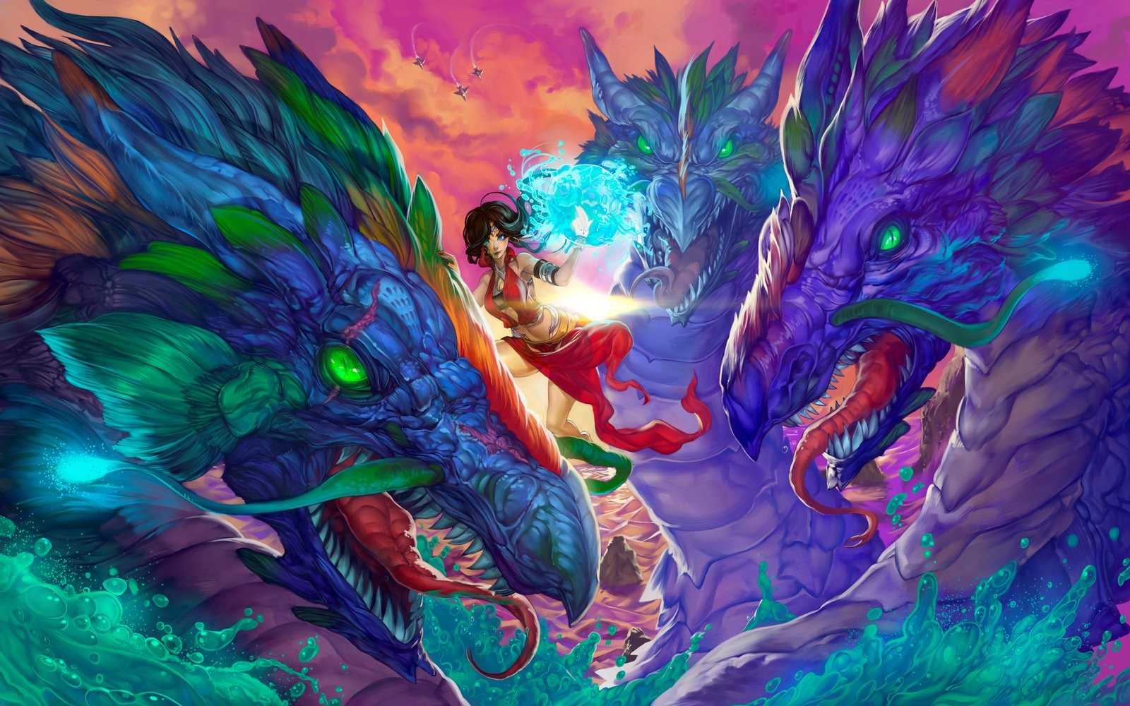 Fantasy Art Dragon Magic Hydra Artwork 1600x1000