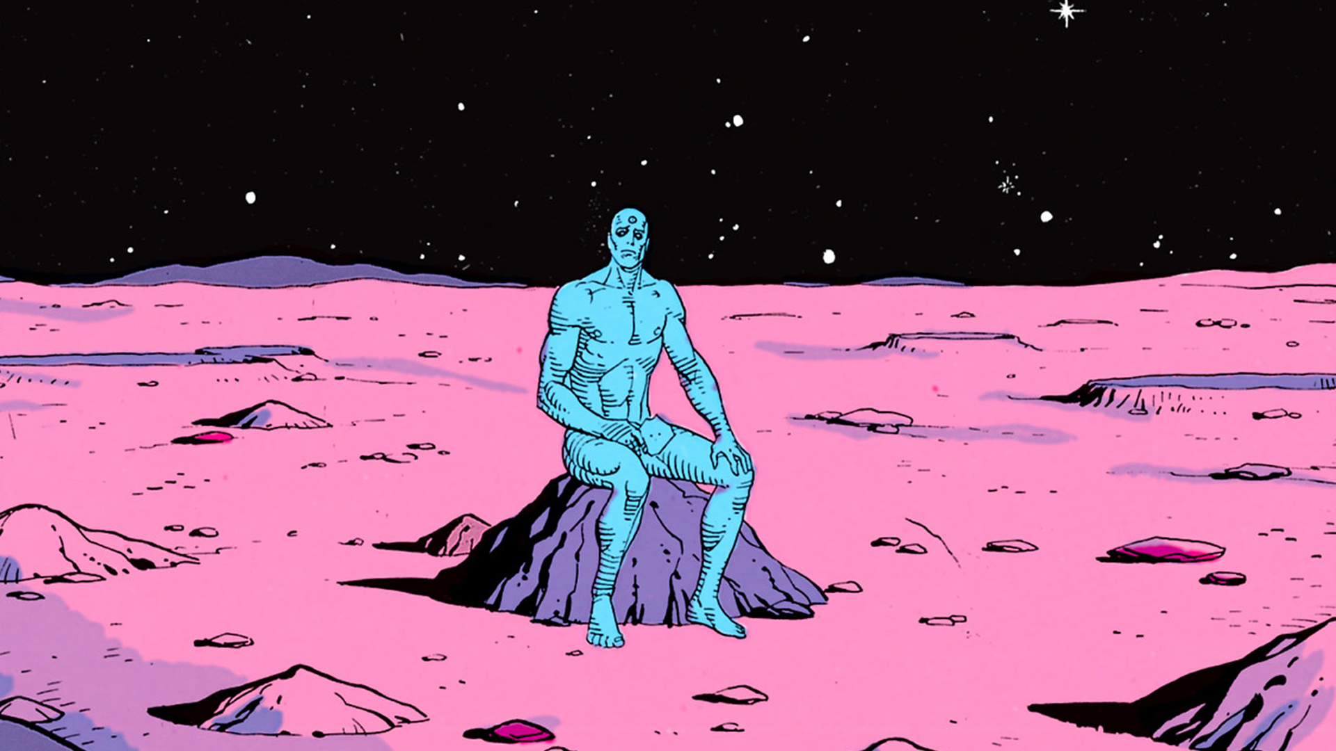 Dr Manhattan Graphic Novels Graphic Novels Watchmen Pink Blue 1920x1080