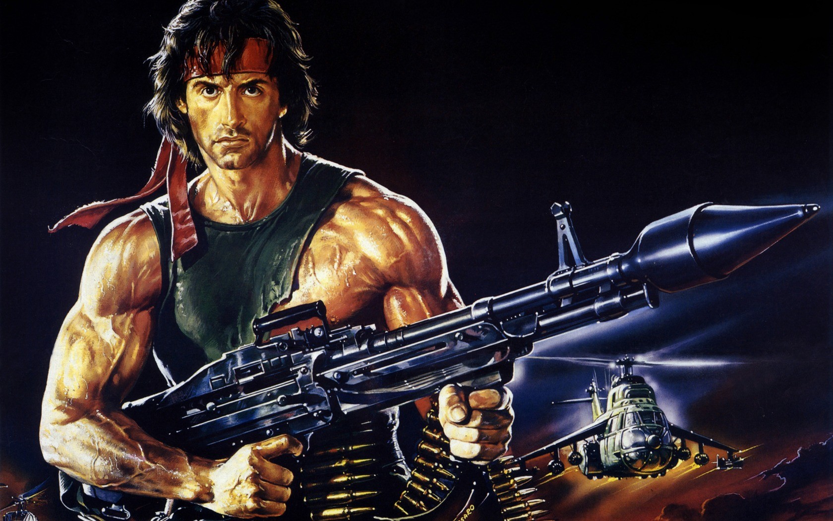 Drawing Rambo Helicopters Sylvester Stallone Movies 1680x1050
