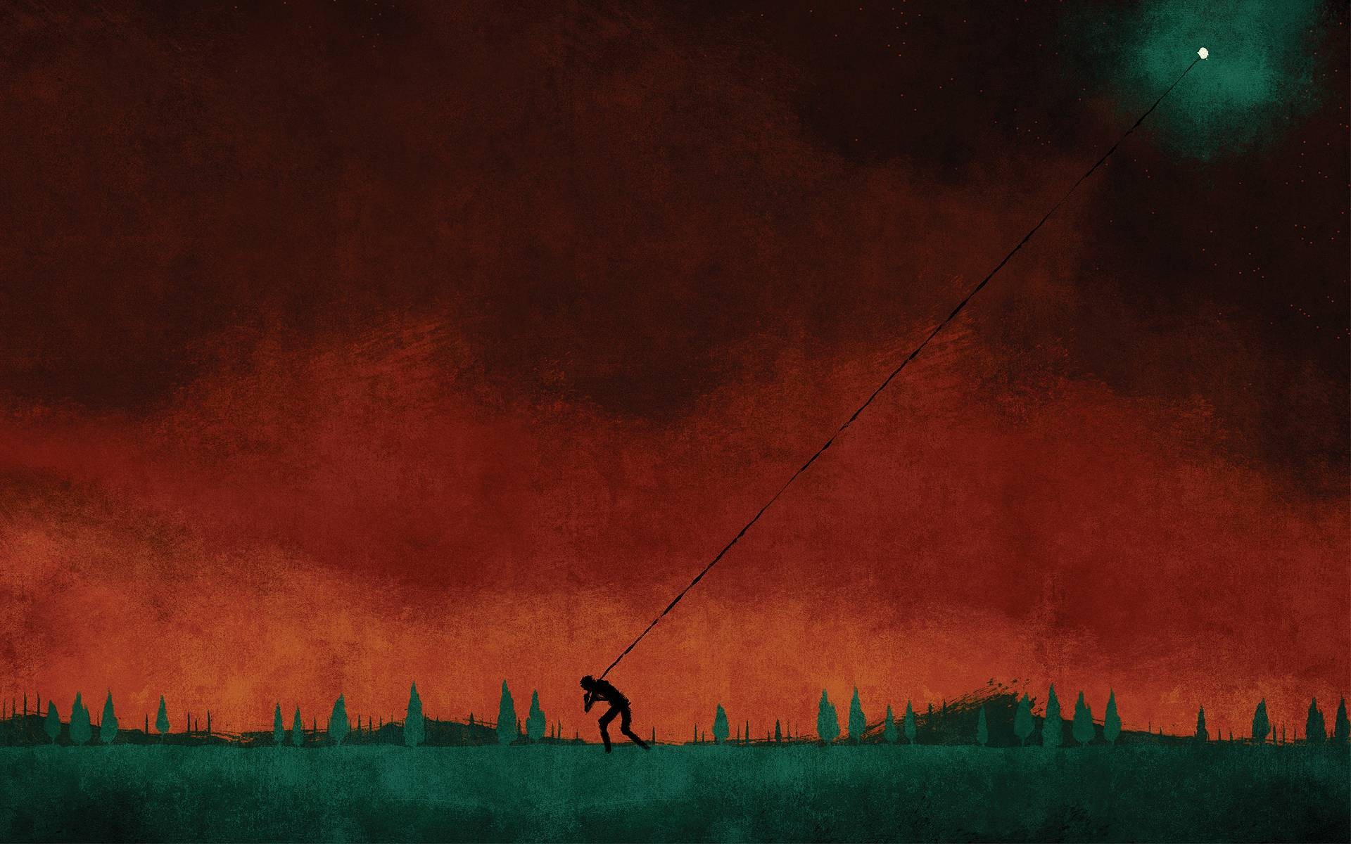 August Burns Red Moon August Burns Red Digital Art People Painting Artwork Silhouette Nature Field A 1920x1200
