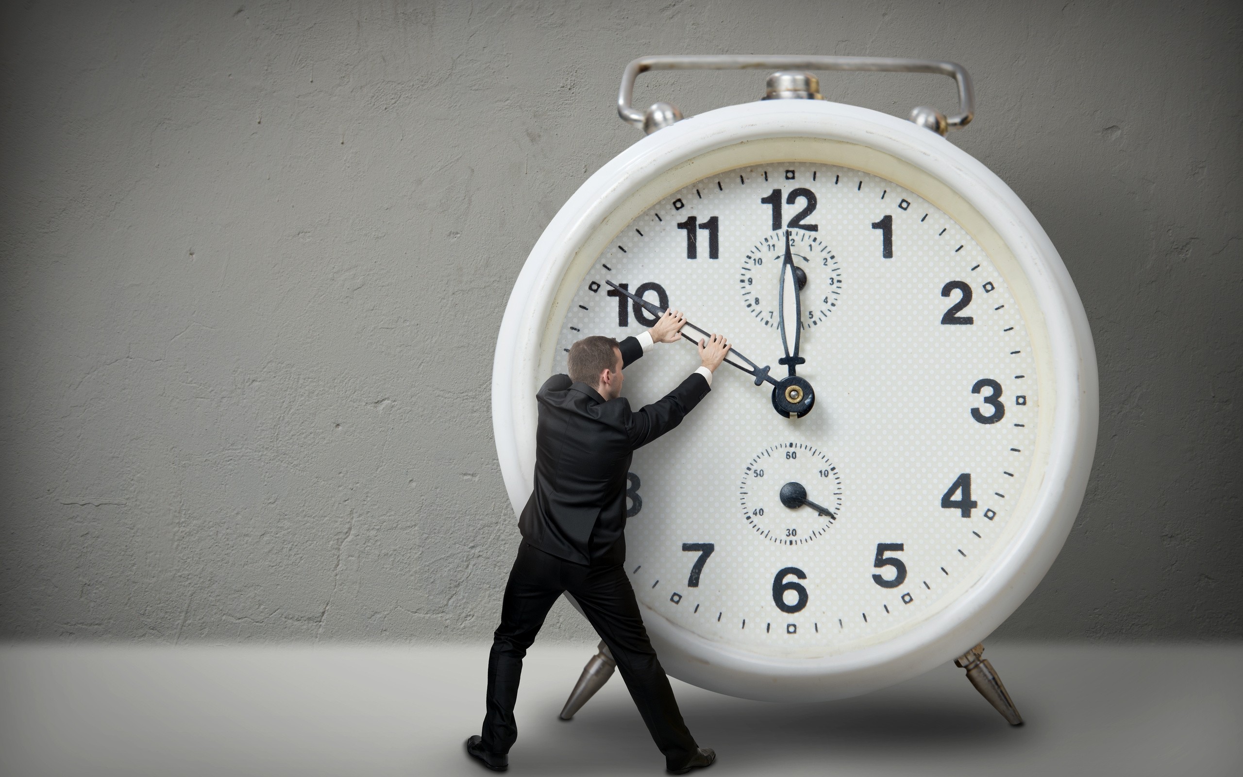 Clocks Suits Men Time Simple Background 2560x1600