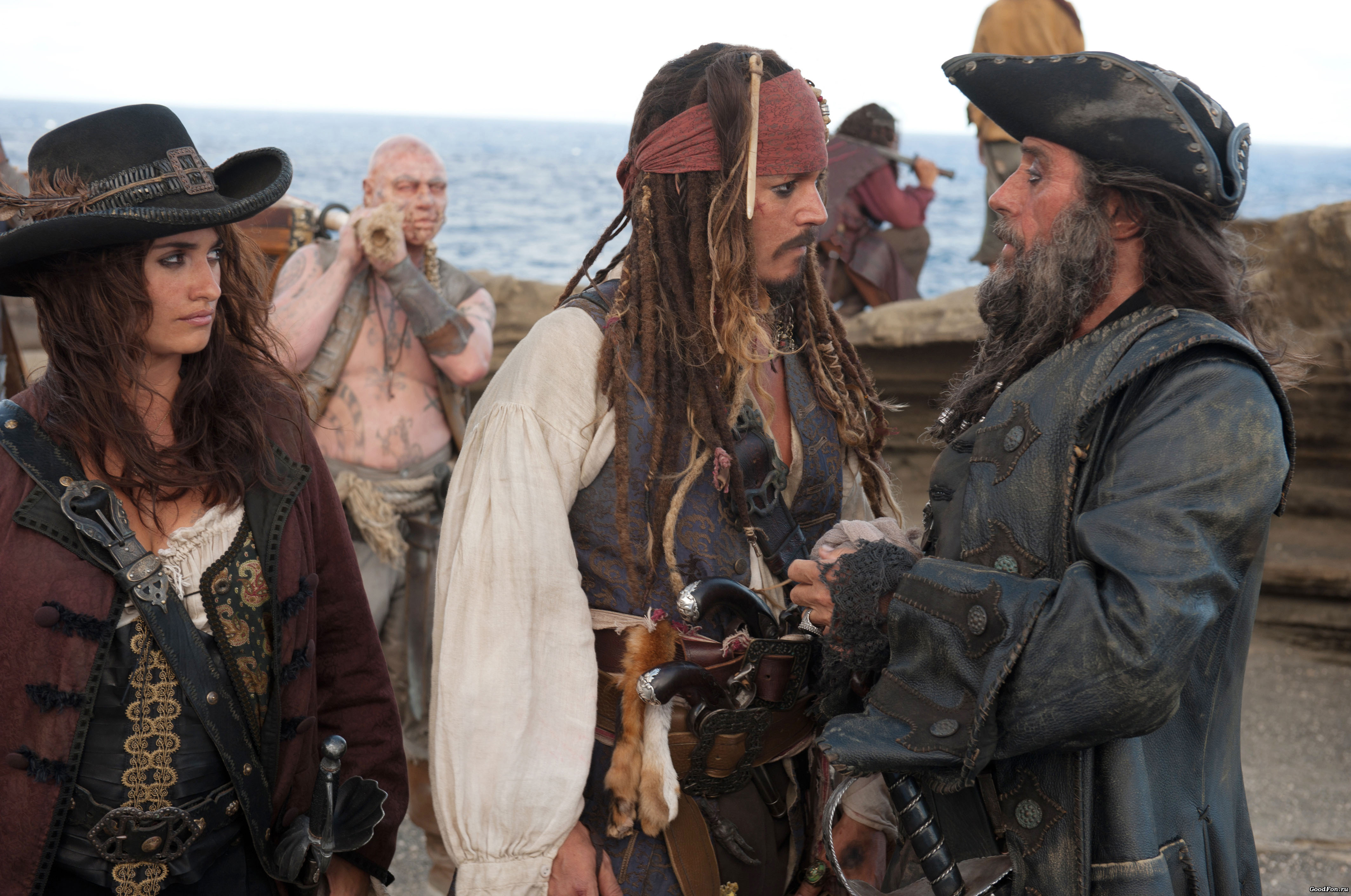 Johnny Depp Jack Sparrow Ian McShane Penelope Cruz Angelica Teach Blackbeard Pirates Of The Caribbea 4256x2824