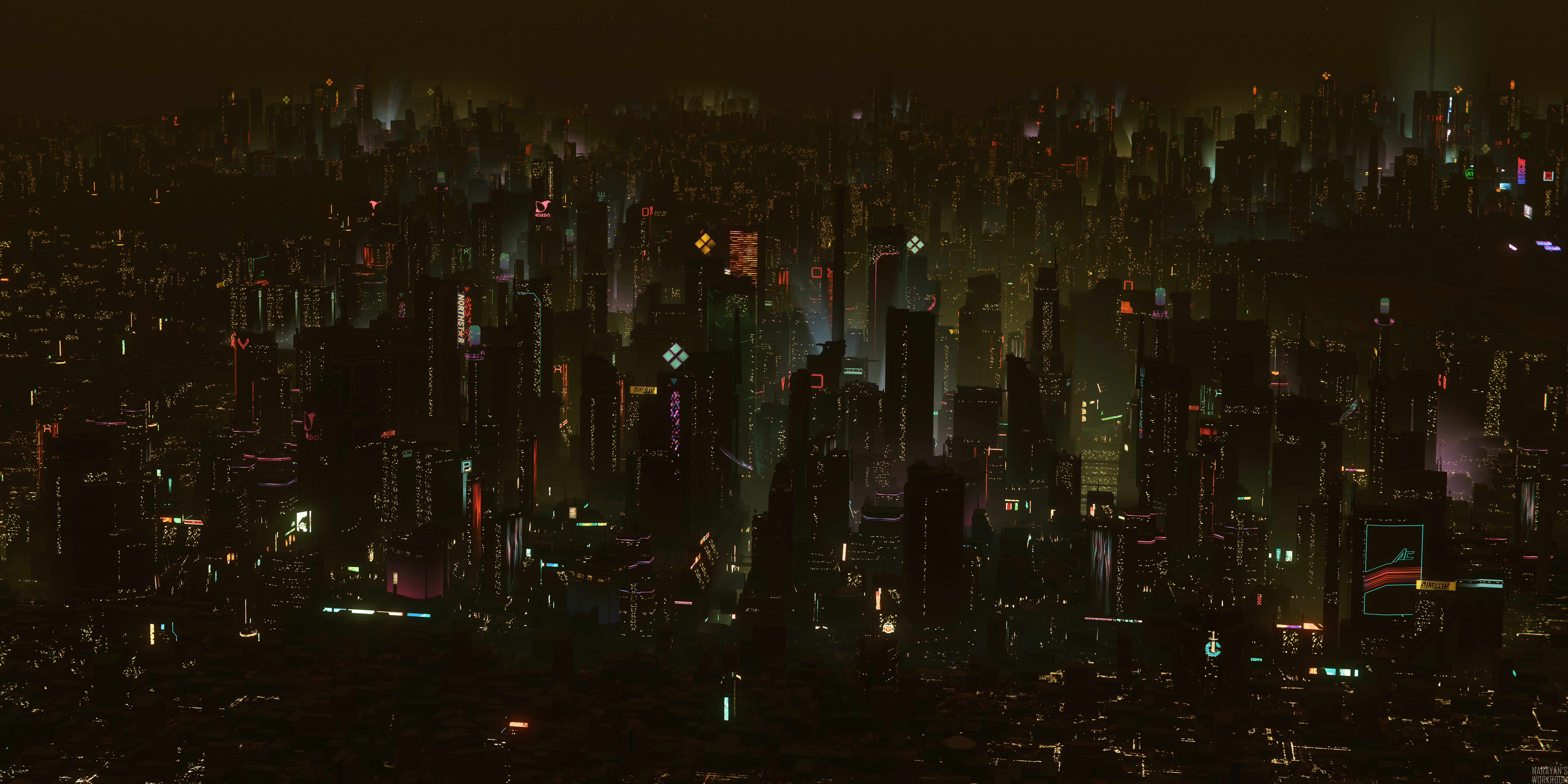 ArcCorp Star Citizen Night City Lights Screen Shot 8000x4000