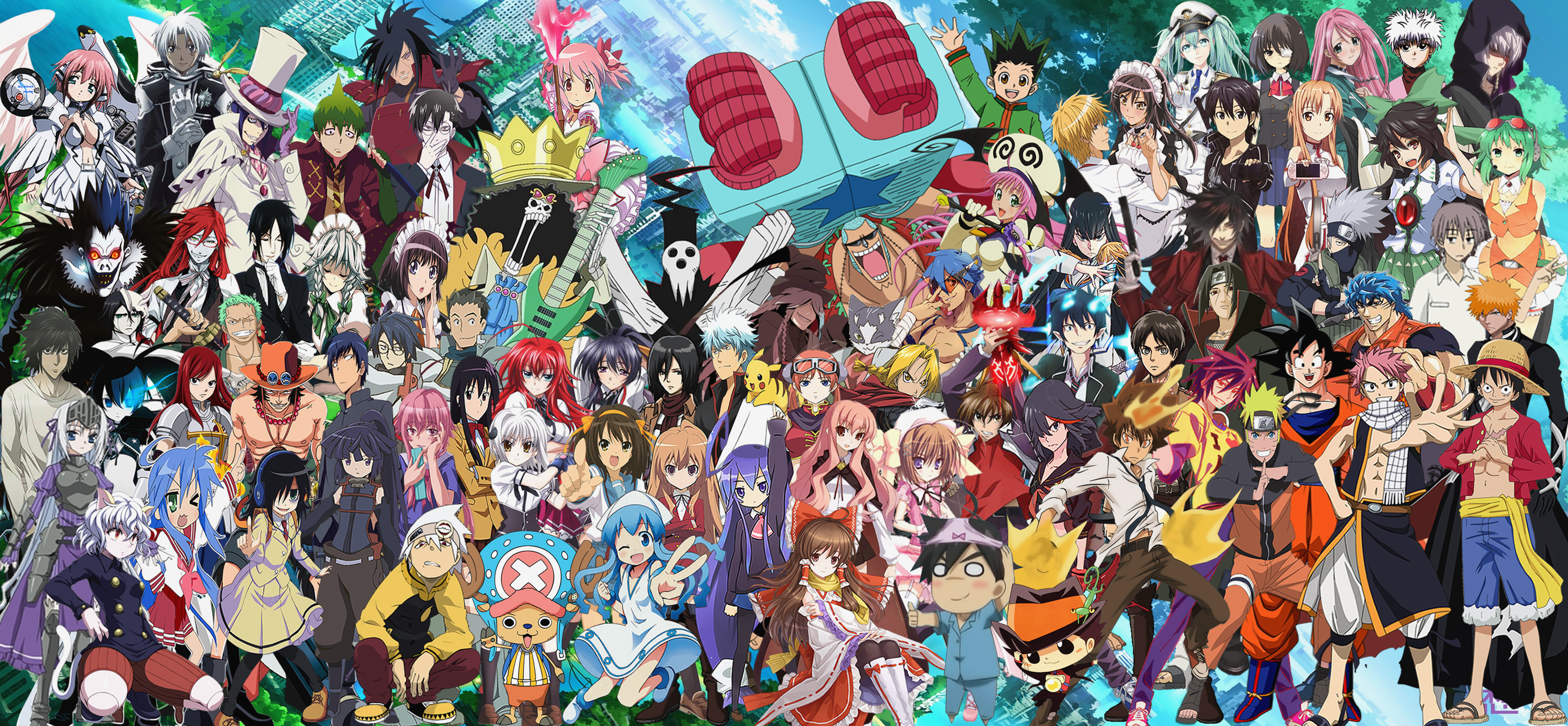 Anime, Bleach, Death Note, Naruto, Sword Art Online, Fullmetal Alchemist,  Crossover, HD wallpaper