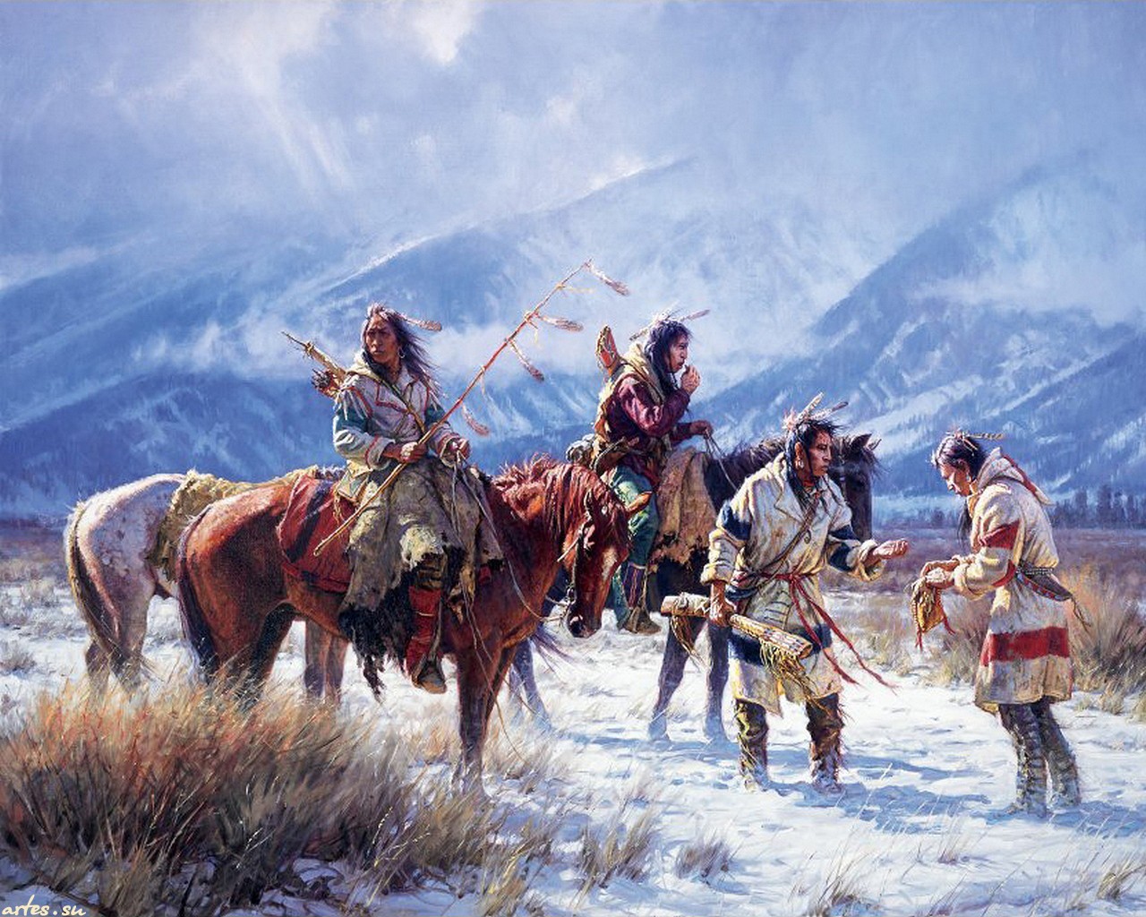 Native Americans Nature Artwork 1280x1024