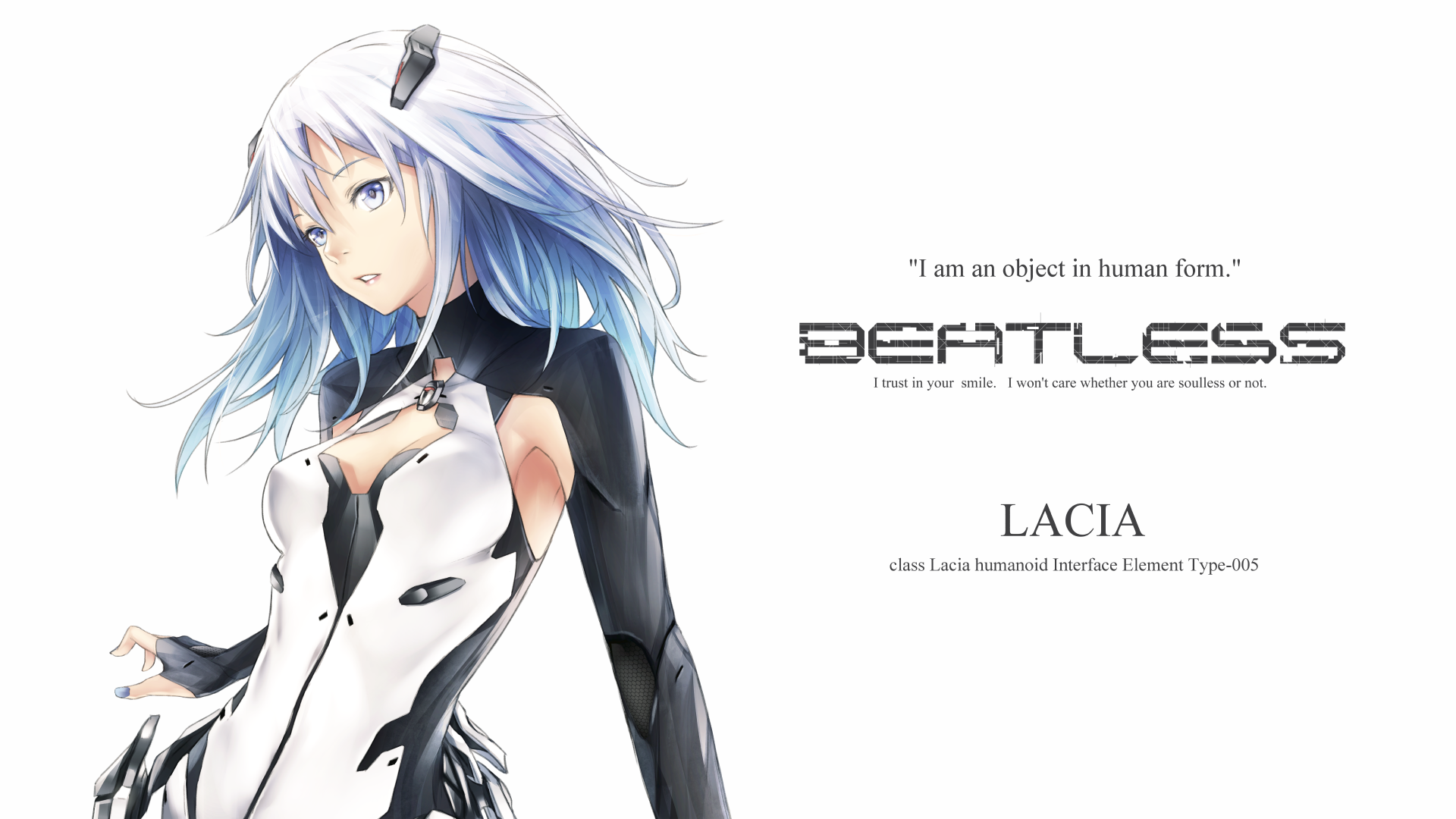 Beatless Type 005 Lacia White Hair Text 1920x1080