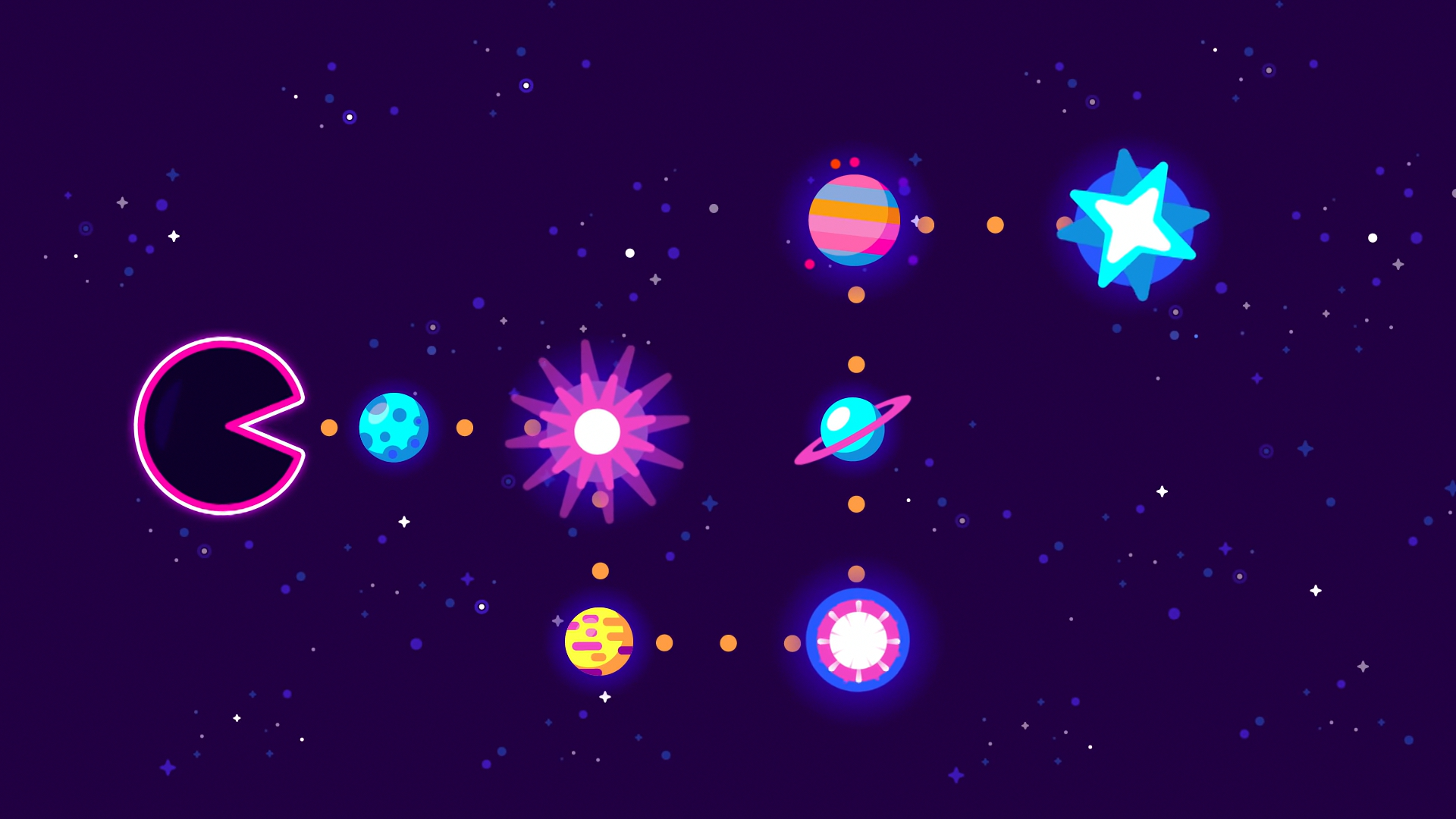 Pacman Stars Universe Space Digital Art Artwork 1920x1080