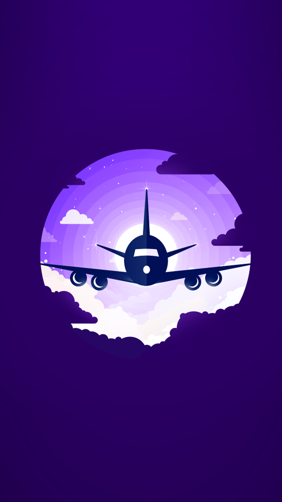 Material Style Minimalism Aircraft Purple Background 1080x1920