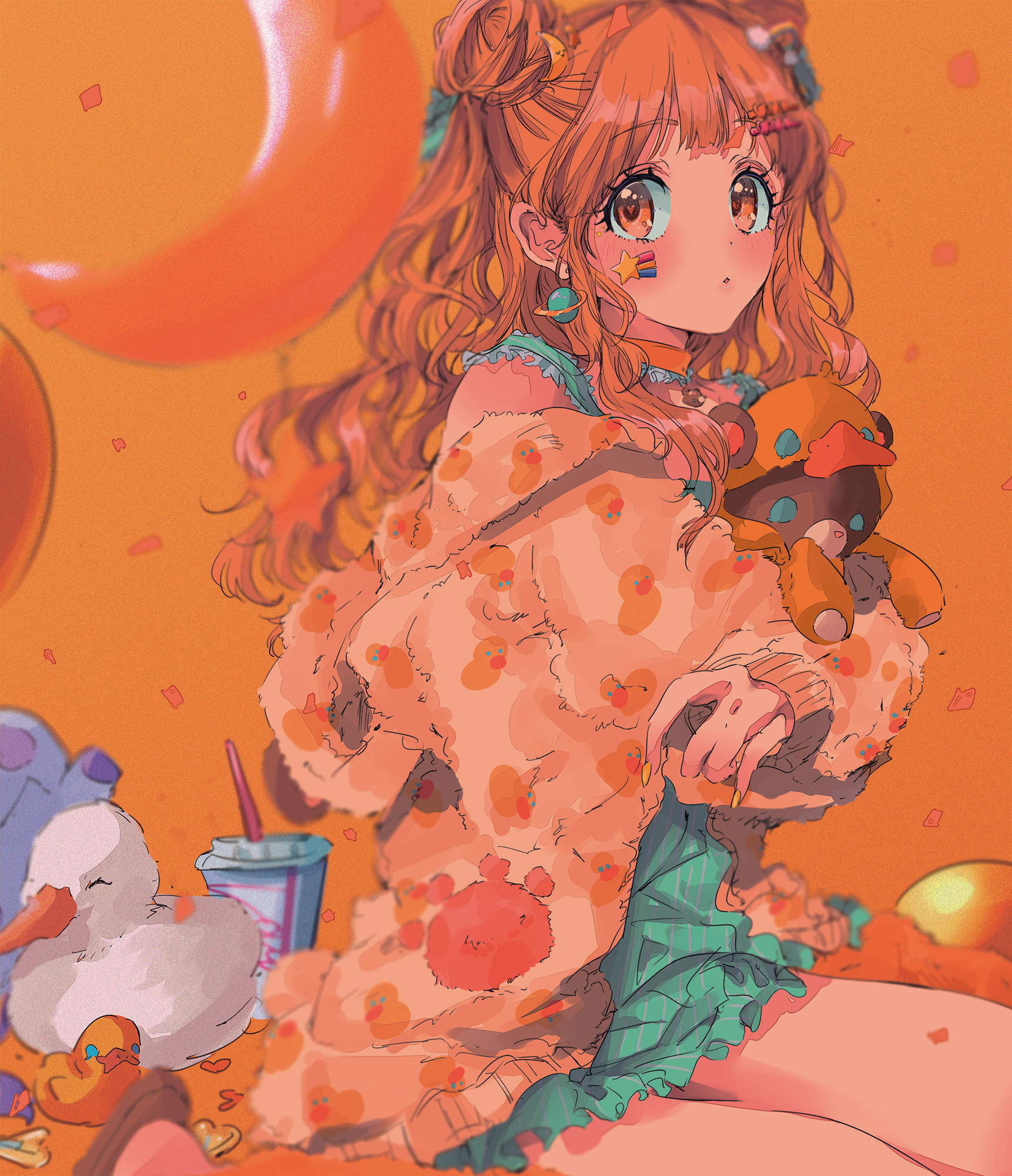 Anime Anime Girls Simple Background Duck Orange Eyes THE IDOLM STER Cinderella Girls Moroboshi Kirar 1722x2000