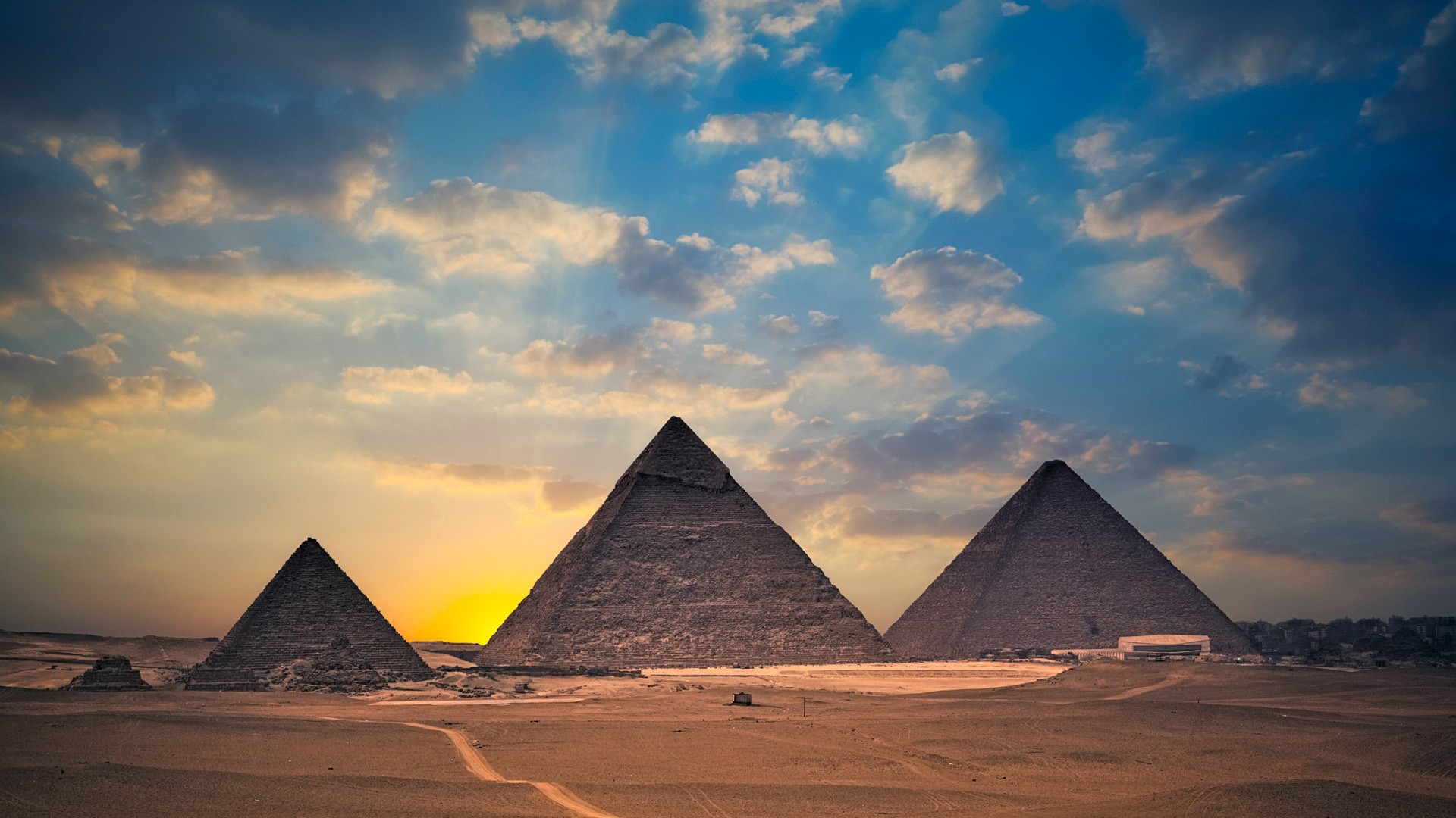 Egypt Pyramid Filter Pyramids Of Giza Nature Architecture Desert Sunset Landscape Clouds 1920x1080