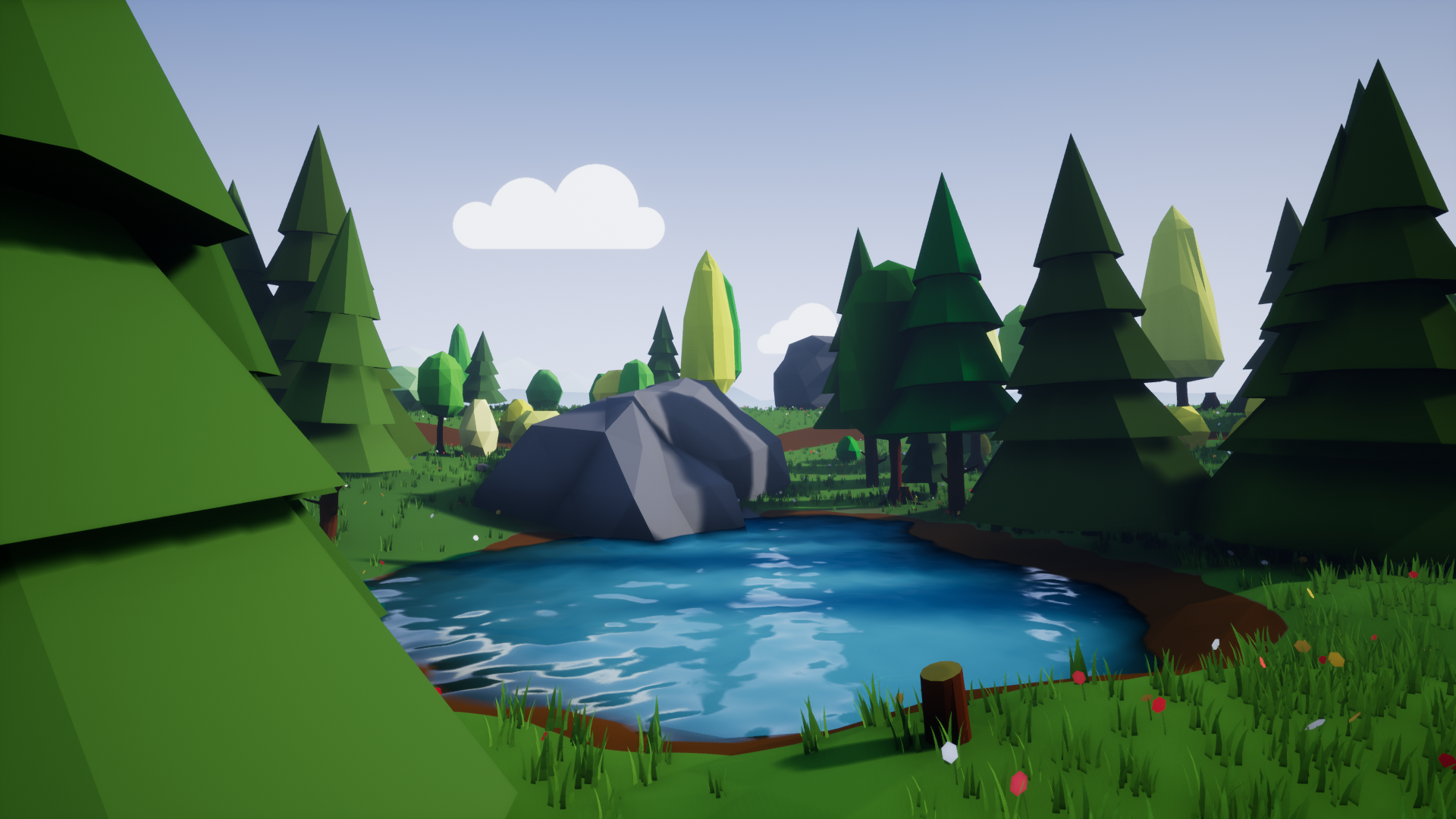Low Poly Unreal Engine 4 Environment Nature Forest Lake 1920x1080