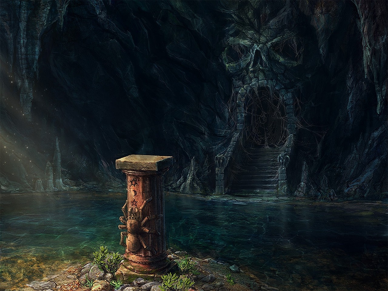 Fantasy Art Cave Water Artwork Dungeon 1280x960