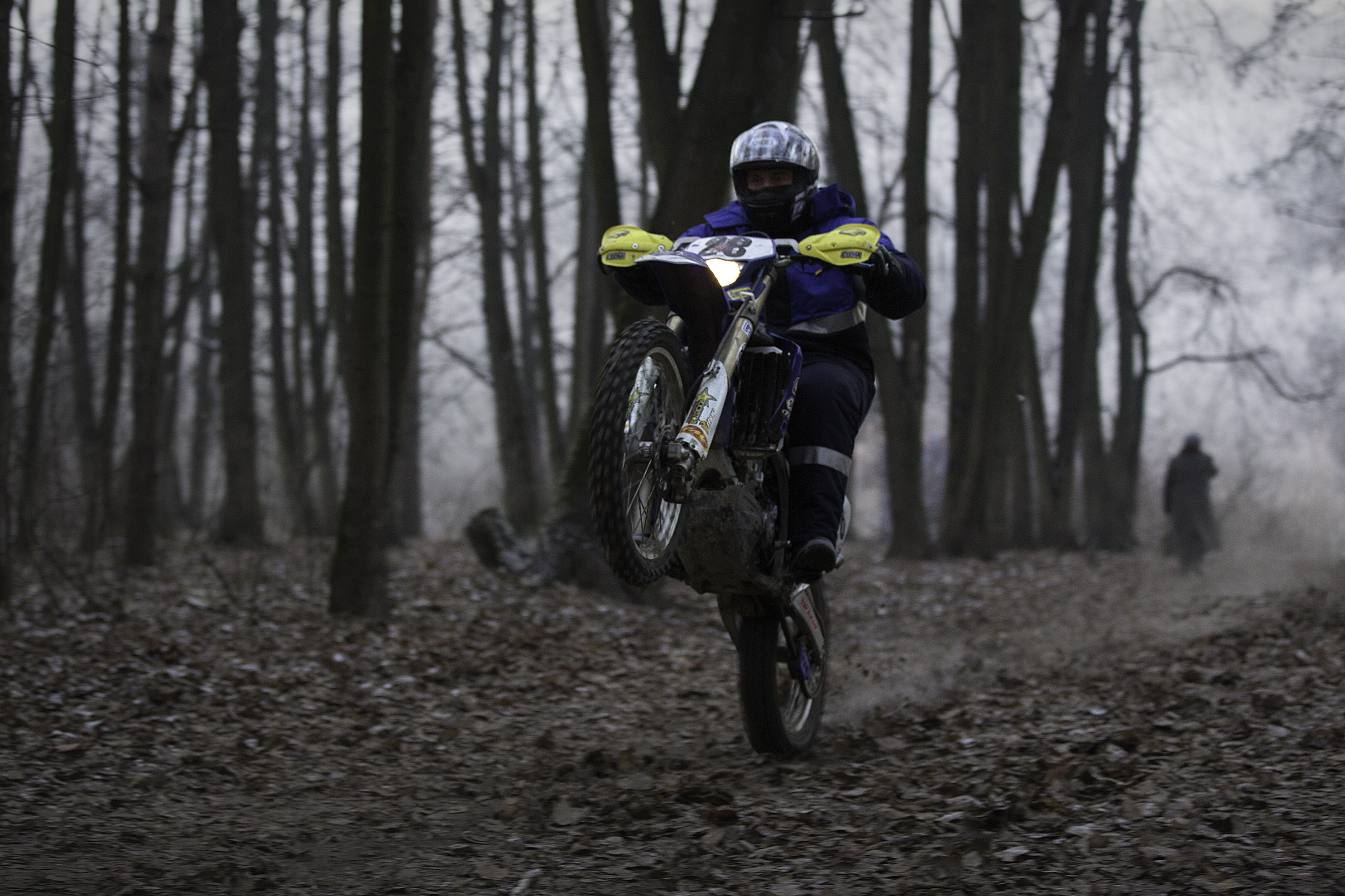 Motocross Motorcycle Wheelie Nature Fall Russian Forest Yamaha Enduro 2970x1980