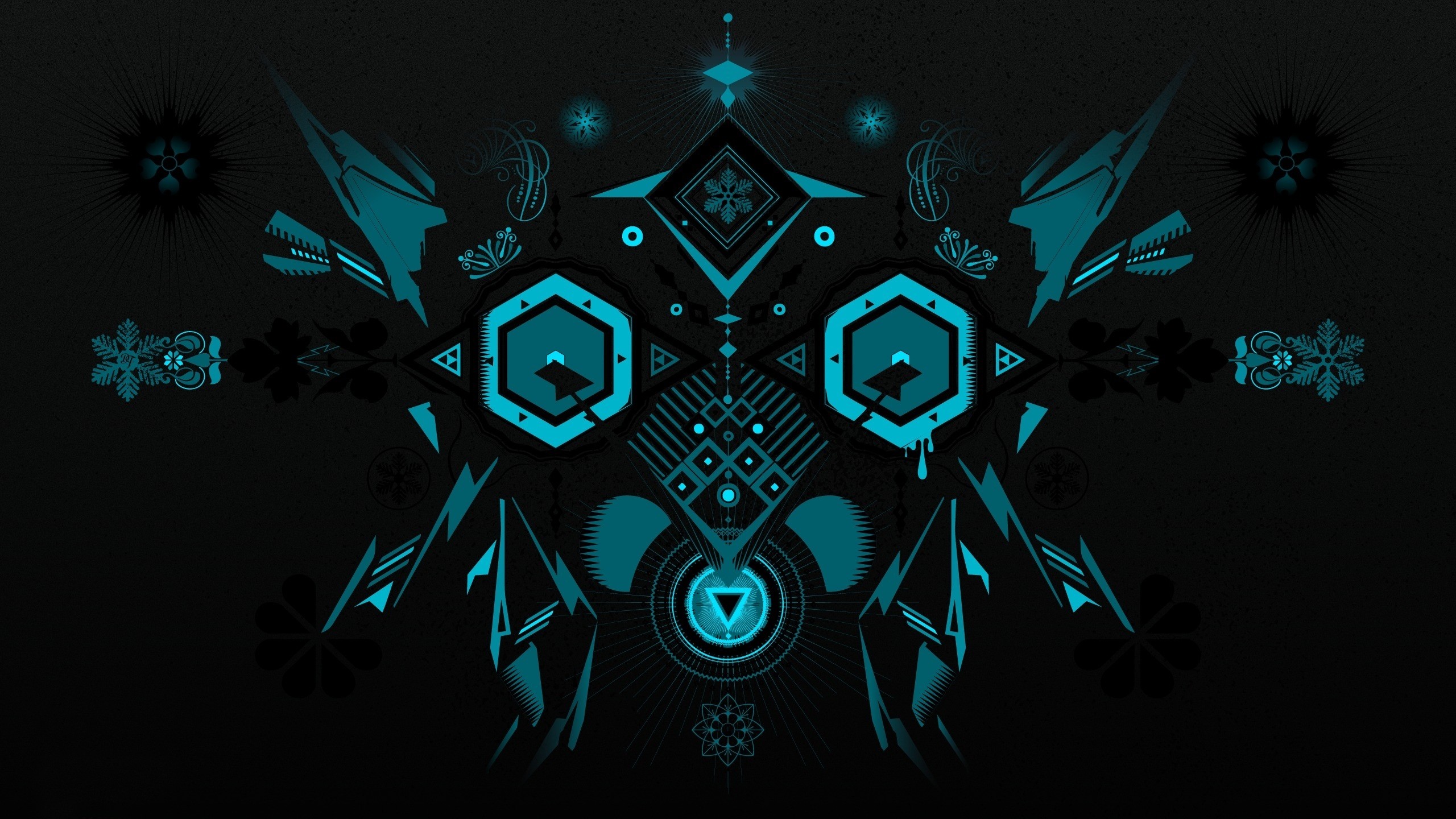 Digital Art Black Background Minimalism Abstract Symmetry Decorations Geometry Hexagon Snowflakes Im 2560x1440