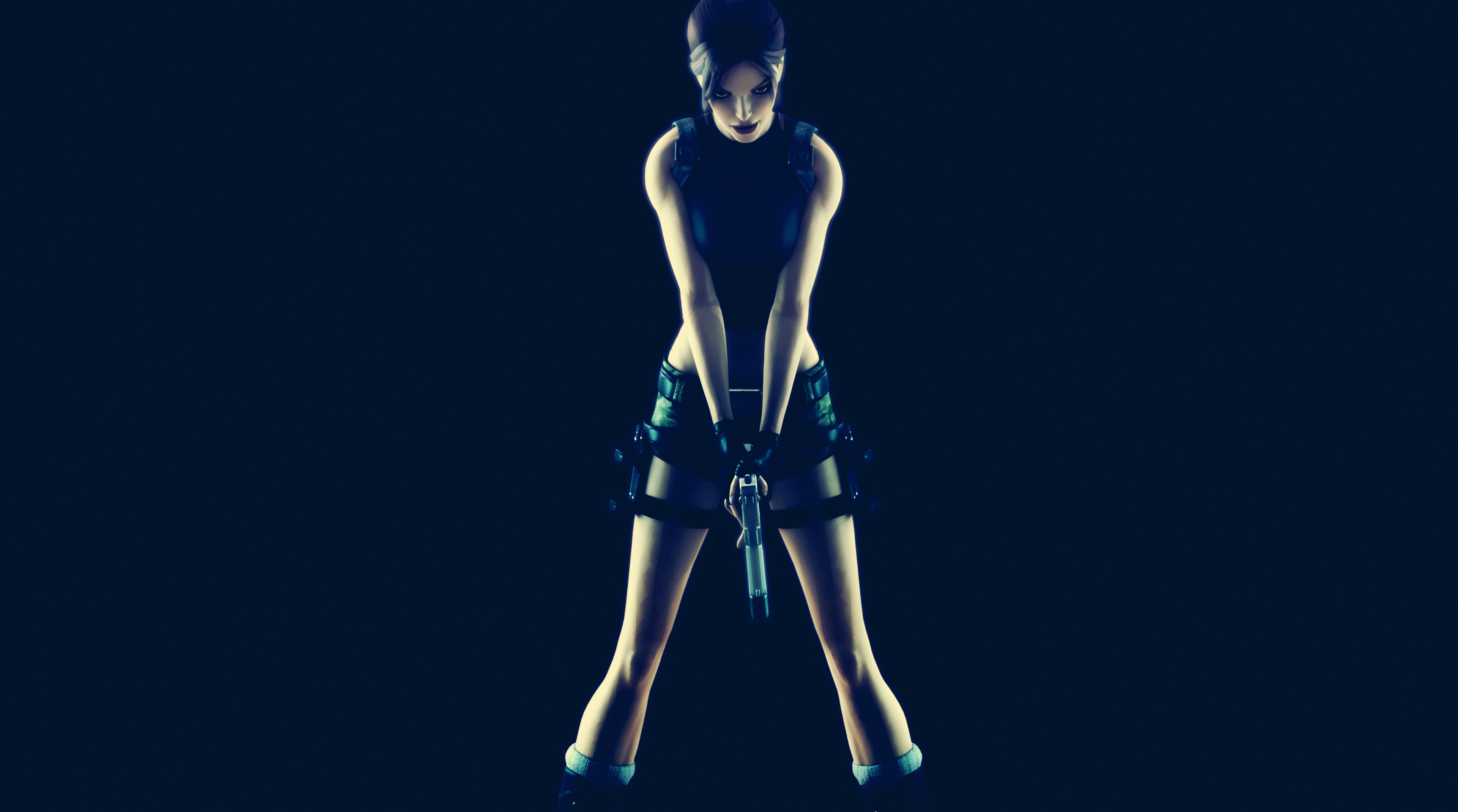 Lara Croft Tomb Tomb Raider Tomb Raider Vi The Angel Of Darkness Pistol Gun Shorts Women Dark Black  3840x2140