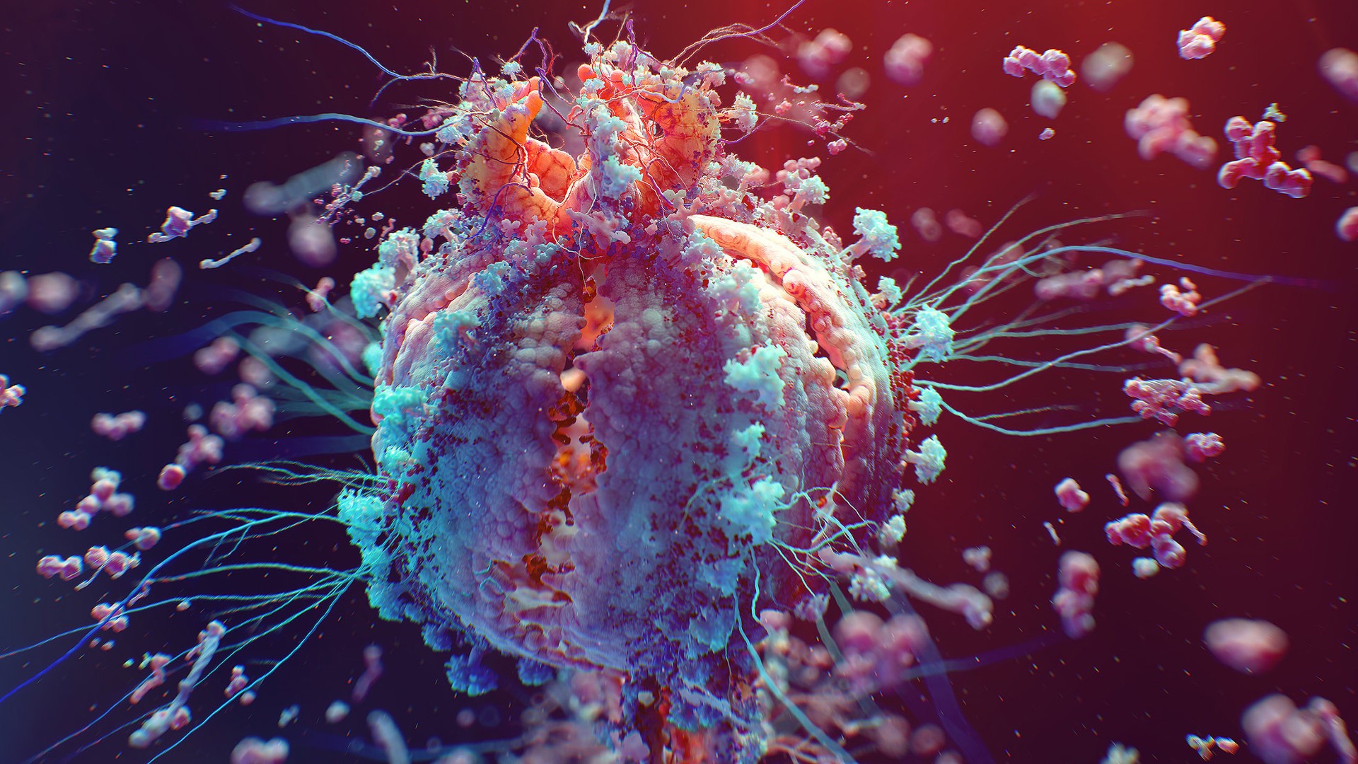 Digital Art Colorful Macro HiV Disease Cells 1920x1080
