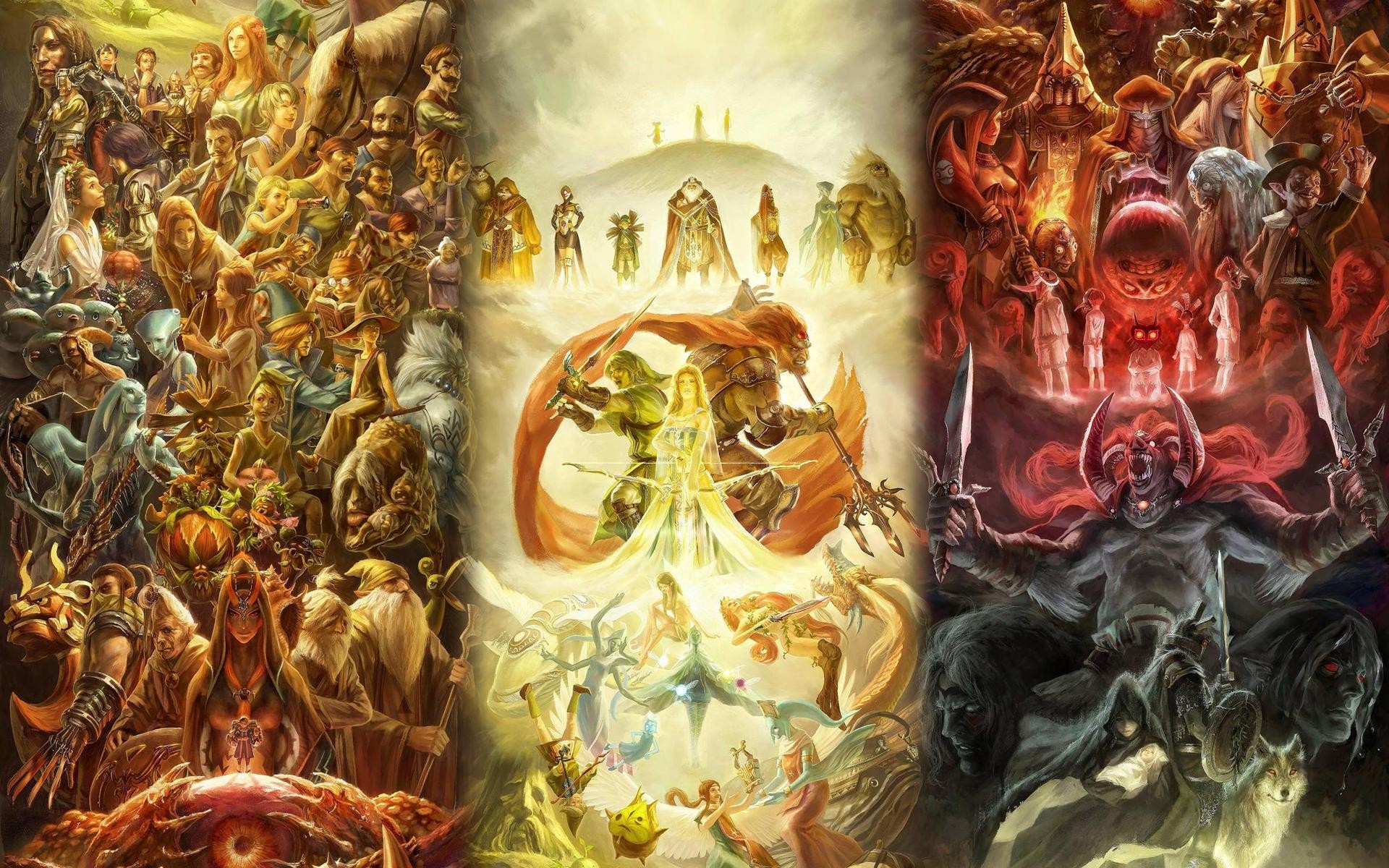 The Legend Of Zelda Collage Fantasy Art Video Games Link Princess Zelda Ganon Ganondorf Skull Kid Da 1920x1200