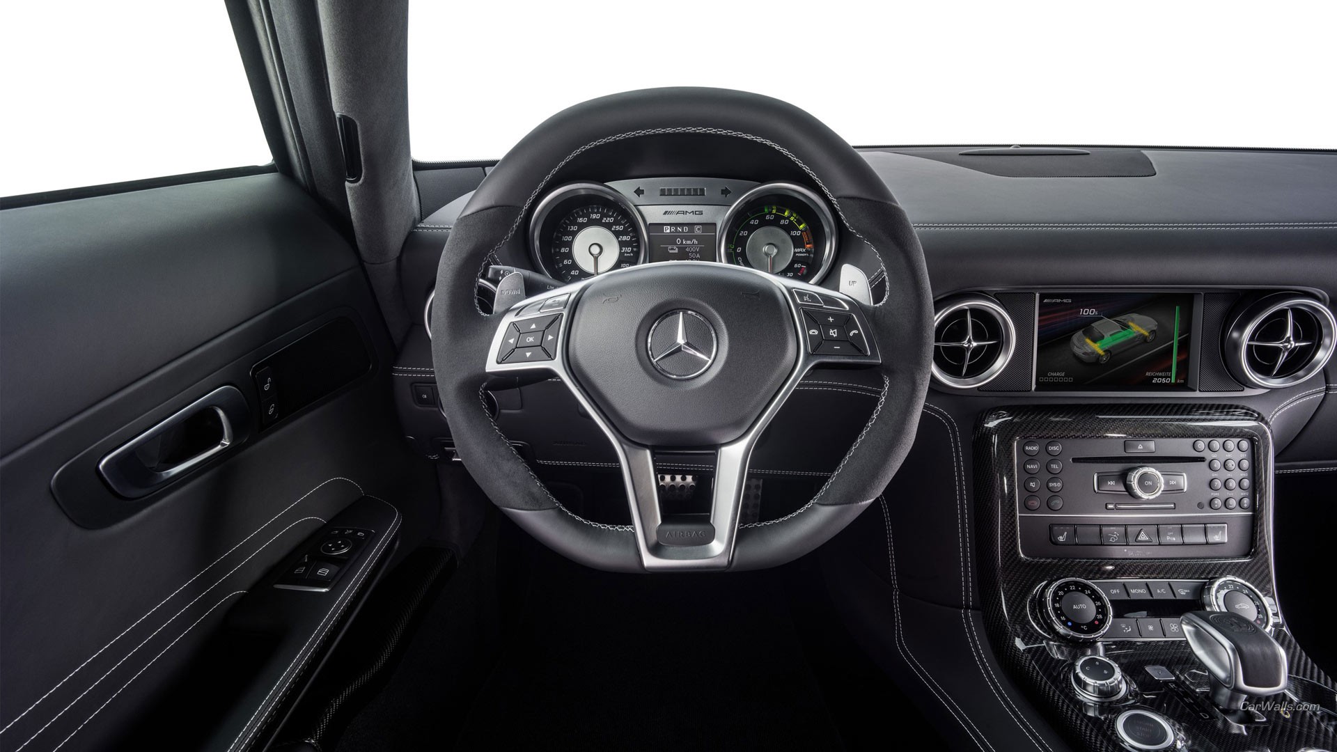 Mercedes SLS Car Interior Mercedes Benz Steering Wheel Numbers Car Vehicle 1920x1080