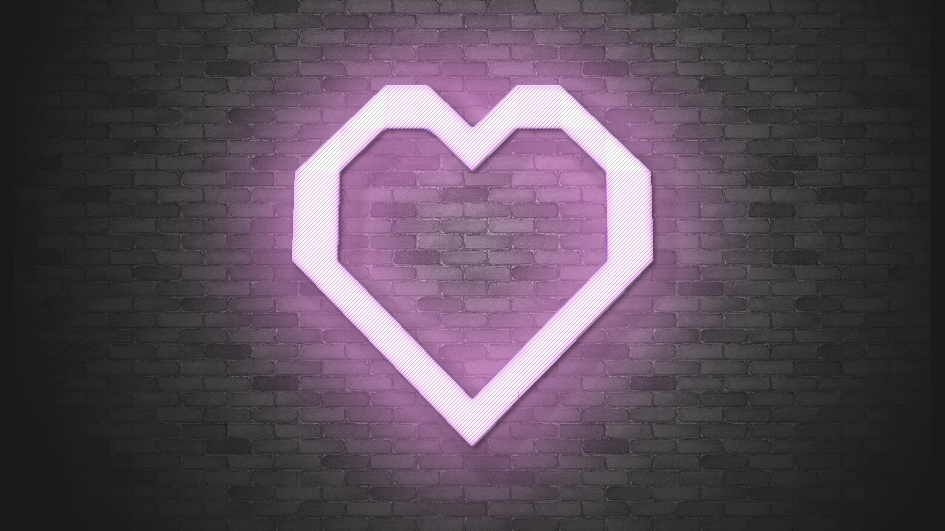 Heart Pink Bricks Wall LEDs Neon Love Warm Purple 1920x1080