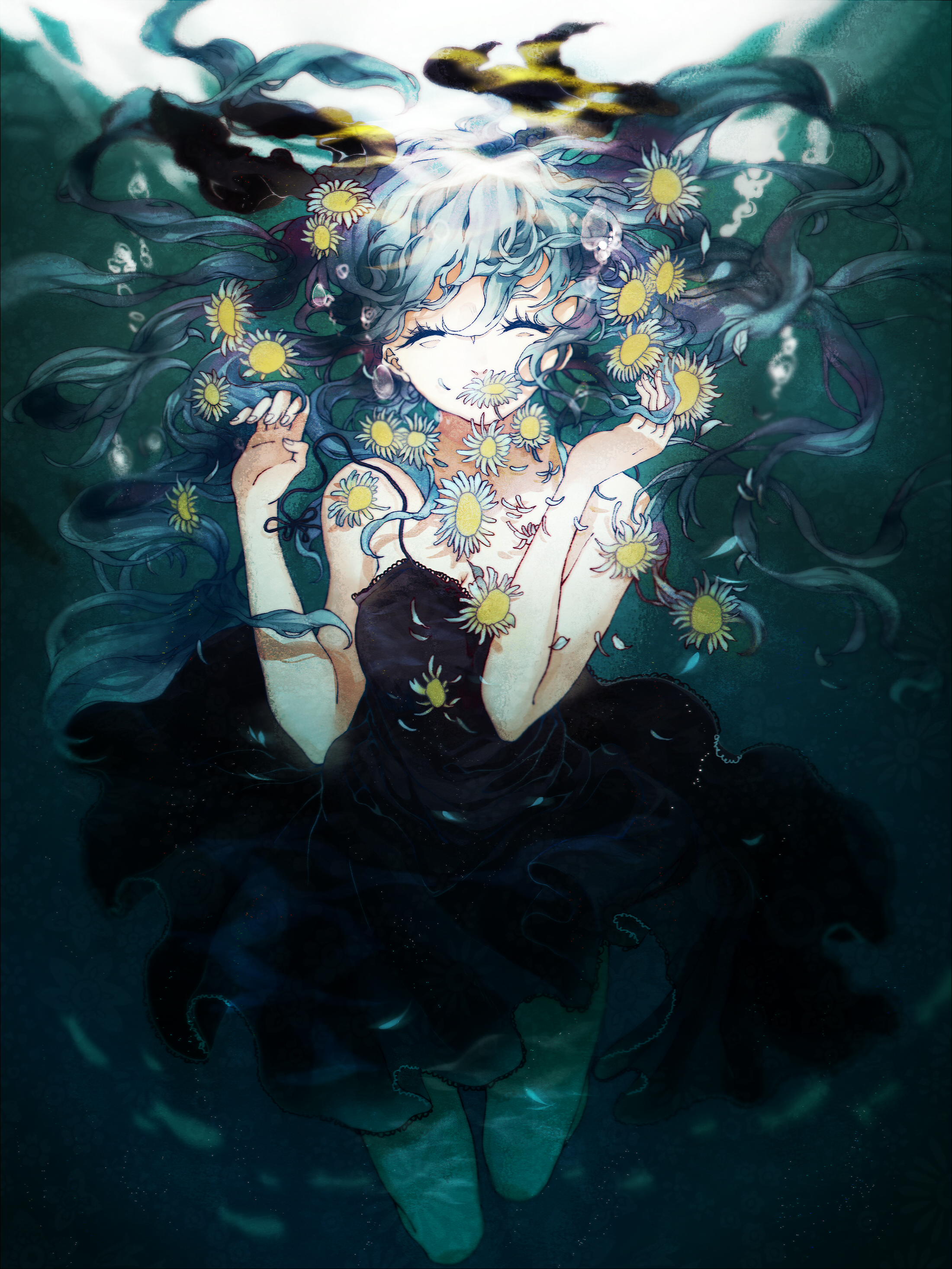 Anime Anime Girls Vocaloid Hatsune Miku Deep Sea Underwater 2200x2932