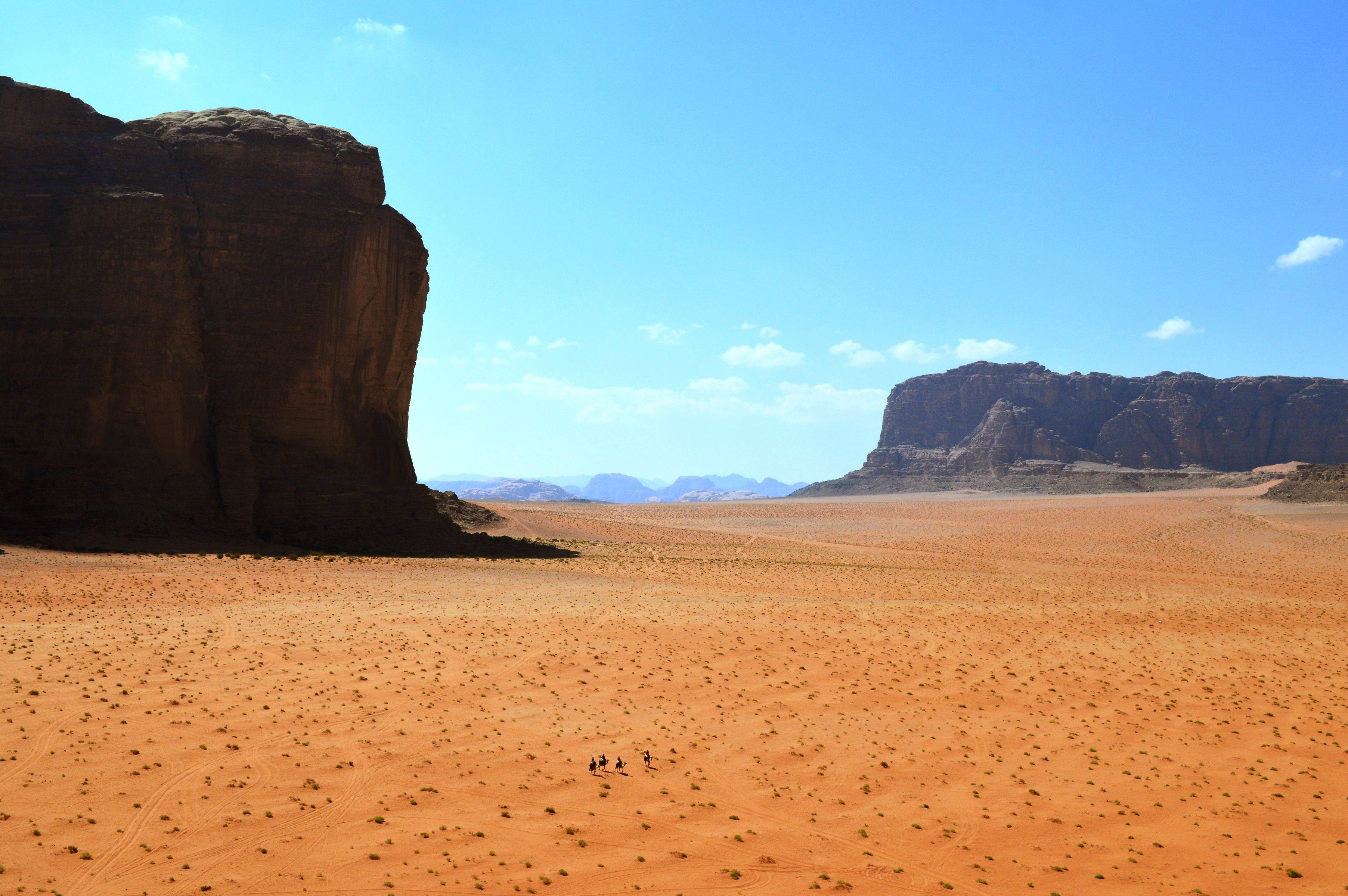 Desert Landscape Jordan Country Valley Mountains People 3609x2400