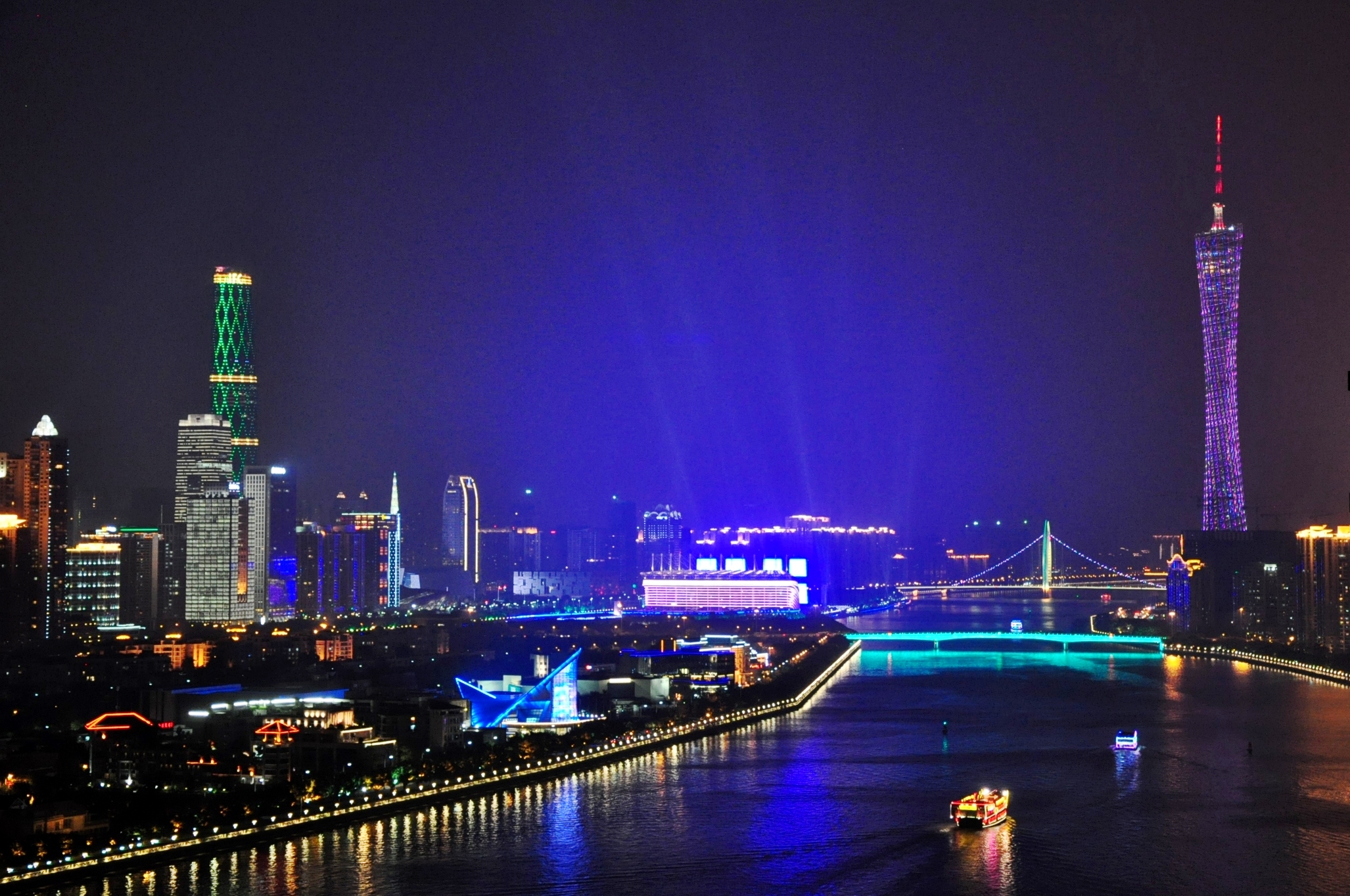 Guangzhou China Pearl River Night Canton Tower 2054x1364