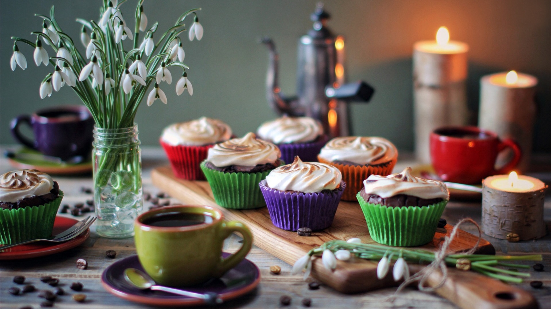 Food Flowers Candles Cupcakes 1920x1080