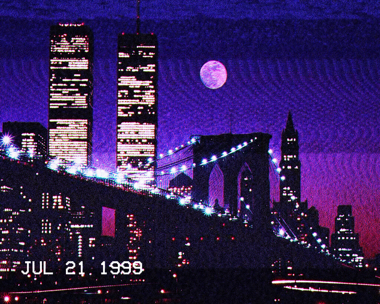 Twin Towers World Trade Center New York City Vaporwave 1280x1024