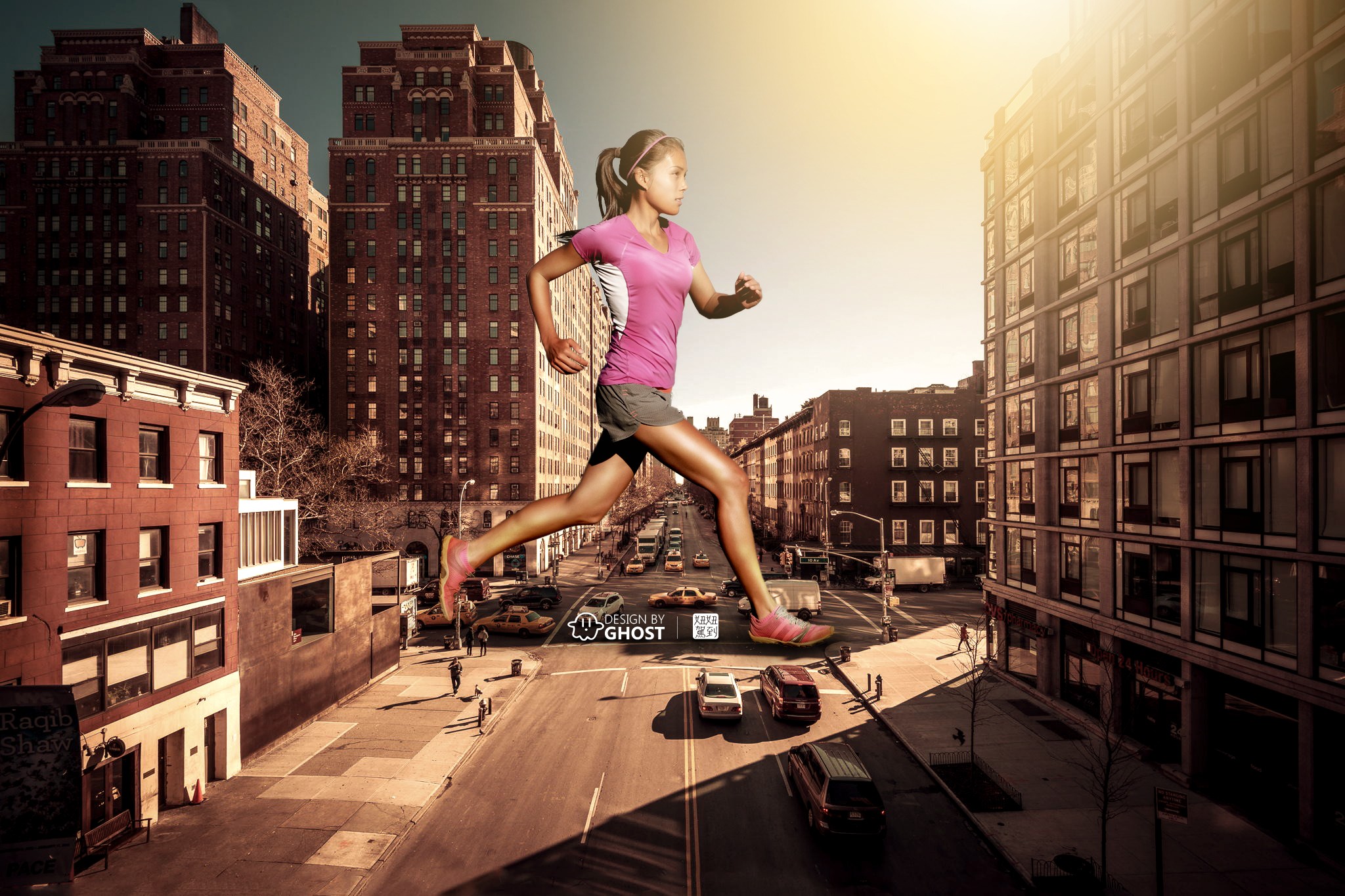 Street Photomontage City Women Sports 2048x1365