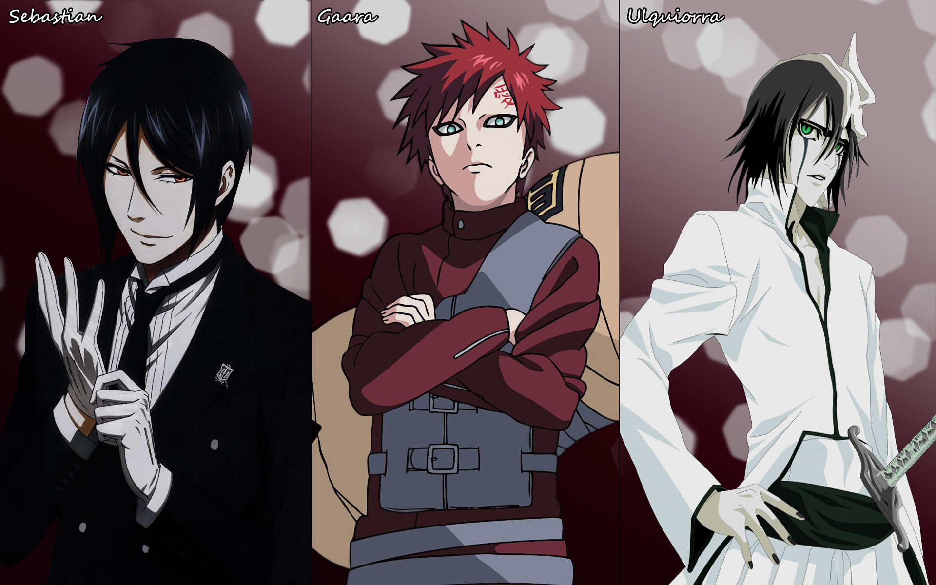 Gaara Naruto Sebastian Michaelis Ulquiorra Cifer Naruto Black Butler Bleach 1920x1200